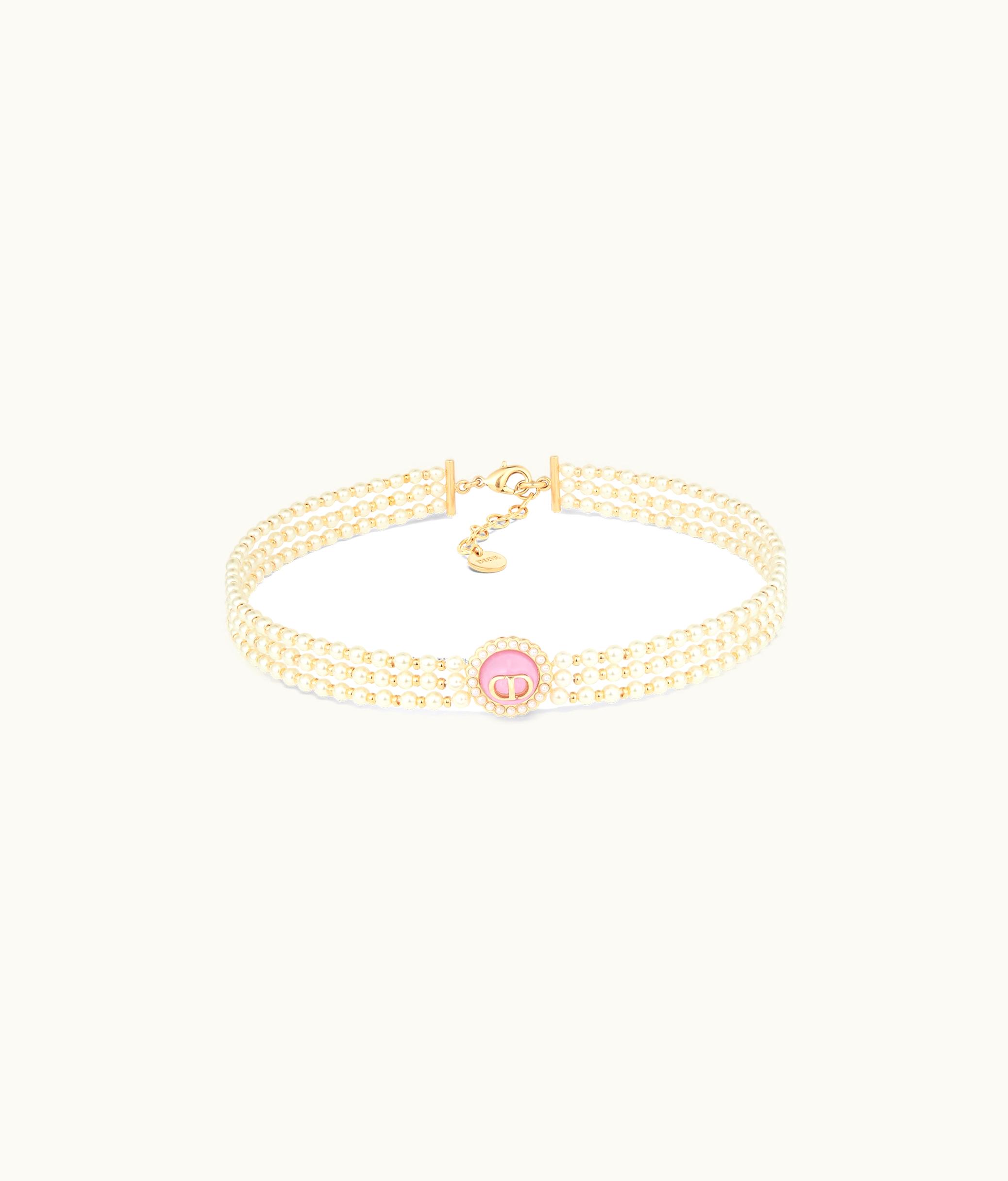 Dior Dior Petit CD Baroque Choker - Gold-Finish Metal With White Resin Pearls And Cadmium Pink Glass