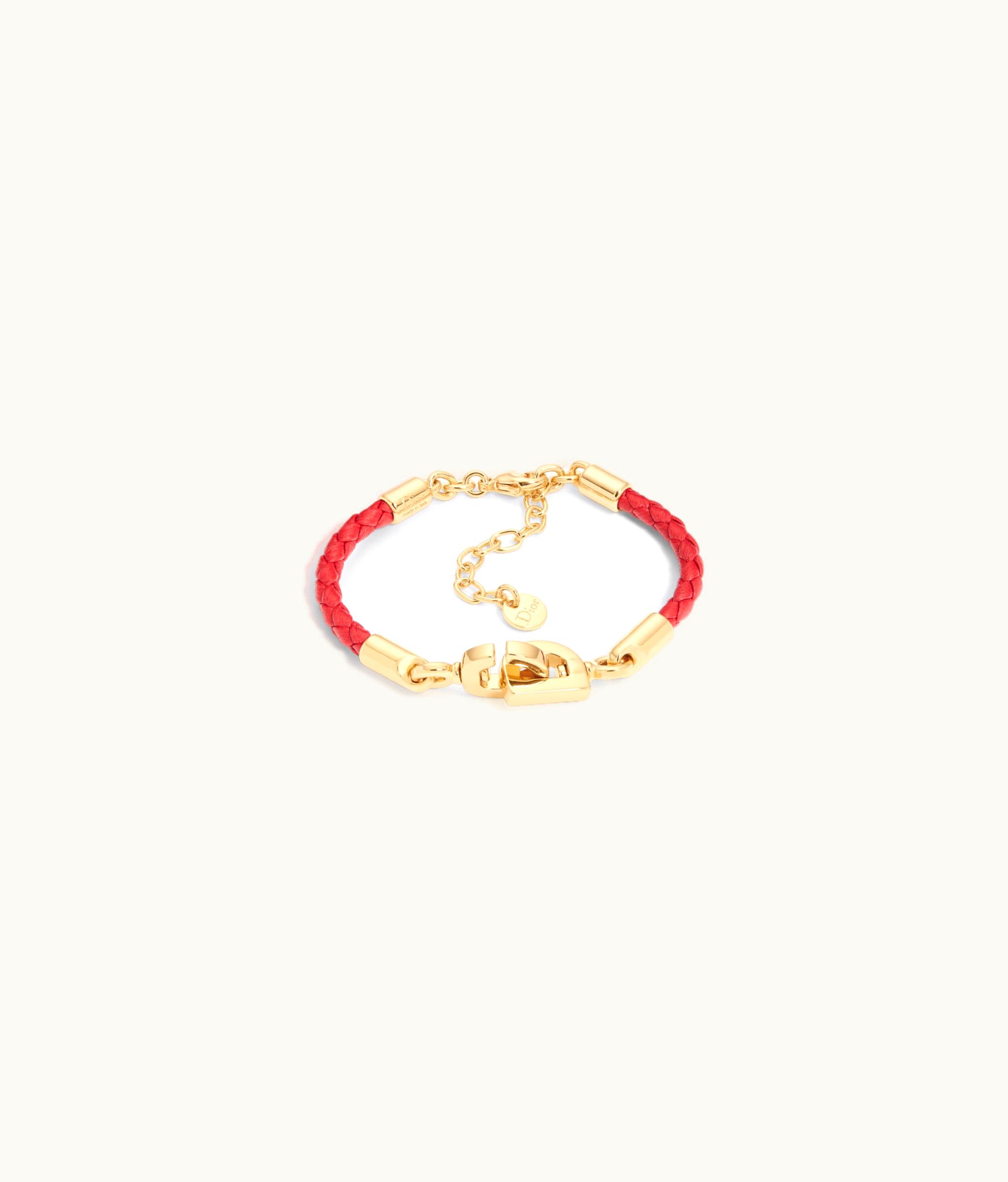 Dior Dior CD Lock Bracelet - Gold-Finish Metal And Garnet Red Calfskin