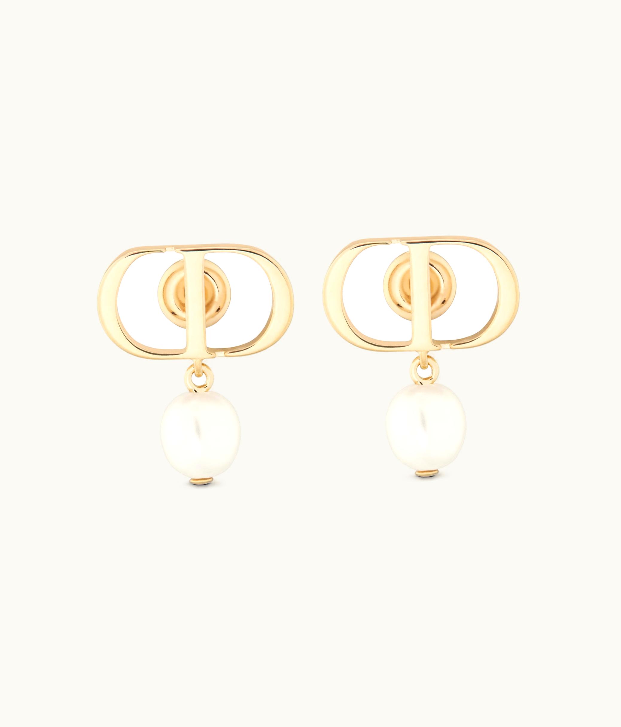 Dior Dior Petit CD Earrings - Gold-Finish Metal And White Resin Pearls