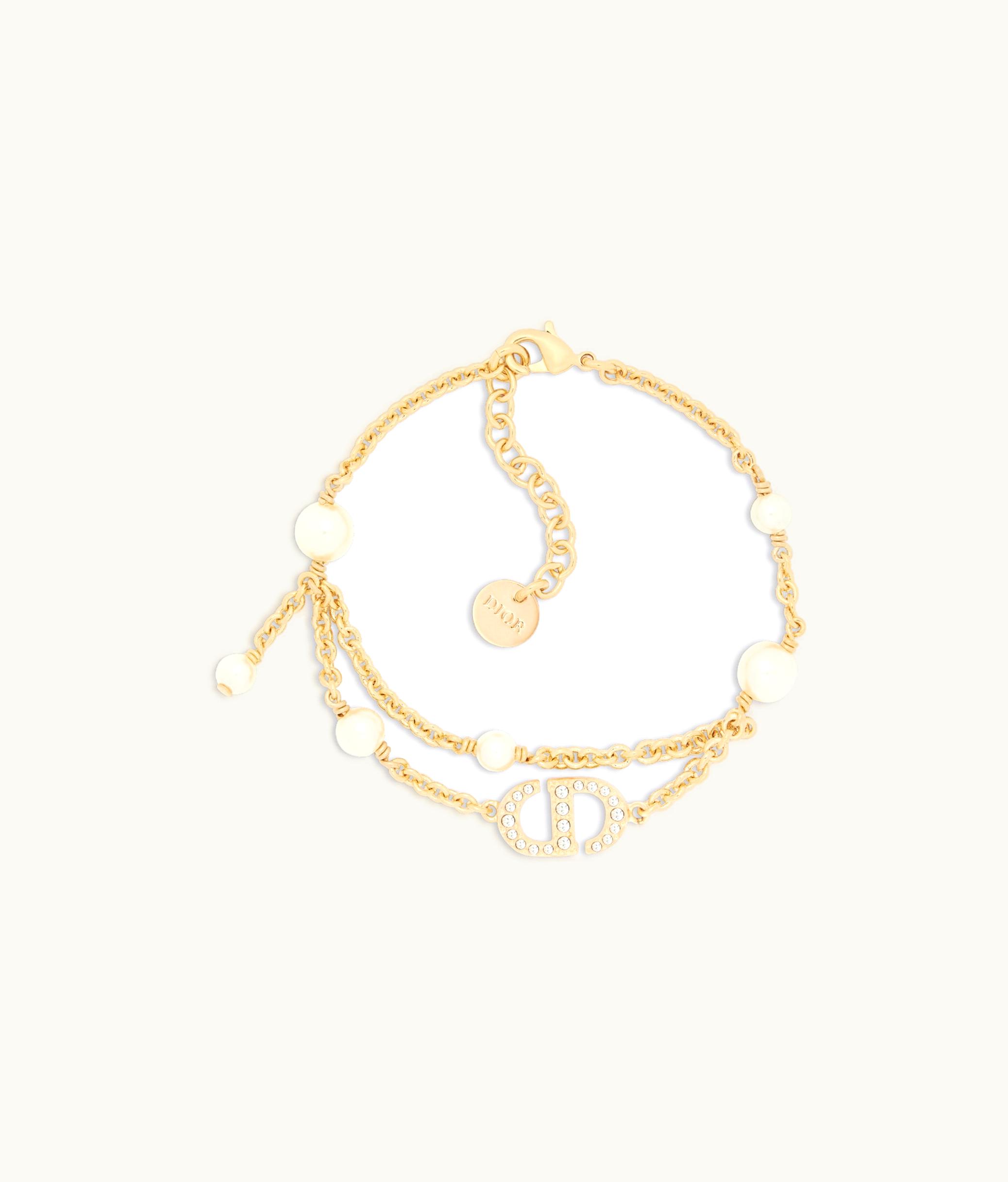 Dior Dior Petit CD Bracelet - Gold-Finish Metal With White Resin Pearls And Silver-Tone Crystals
