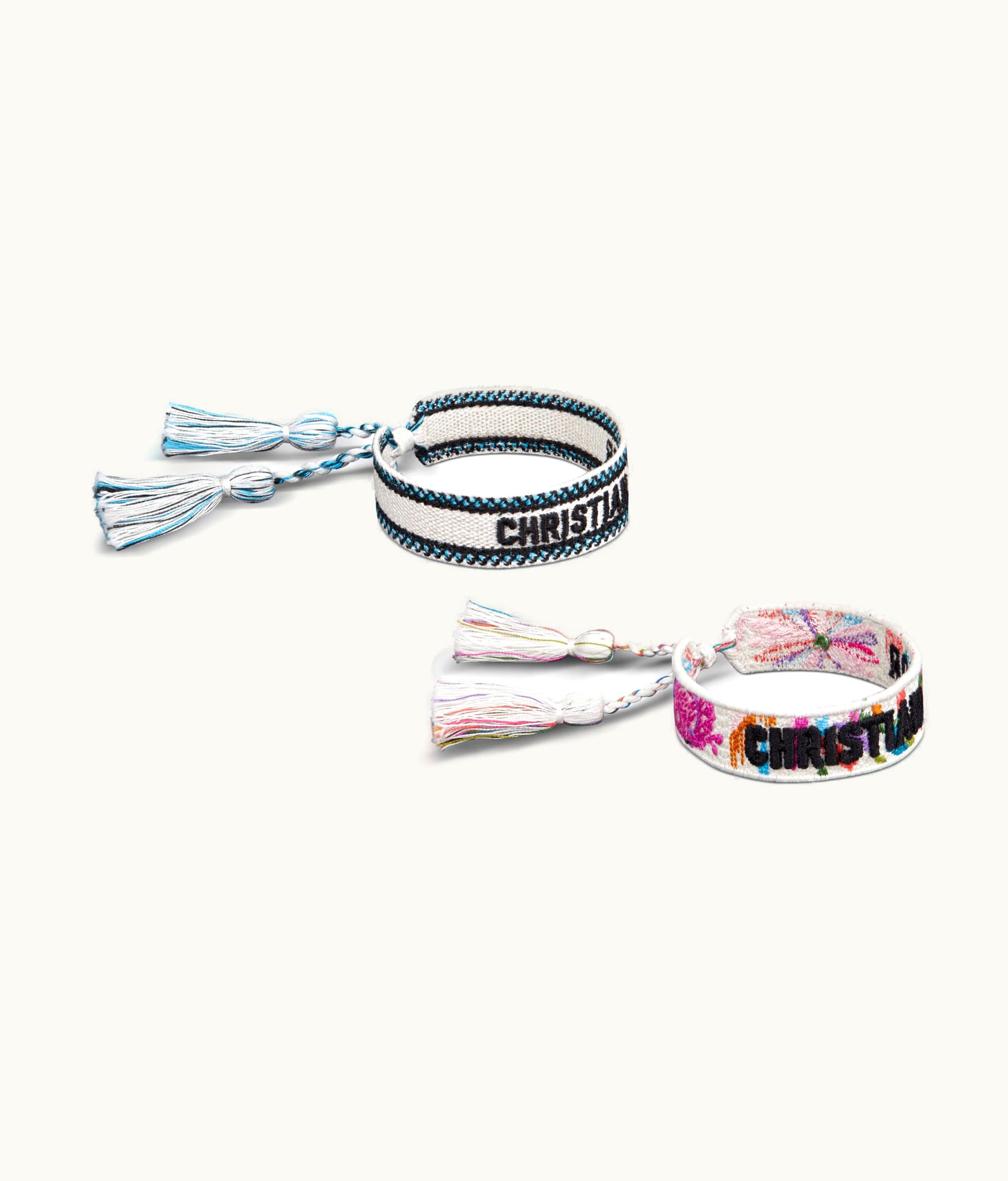 Dior Christian Dior Bracelet Set - Multicolor And White Toile De Jouy Fantastica Embroidery