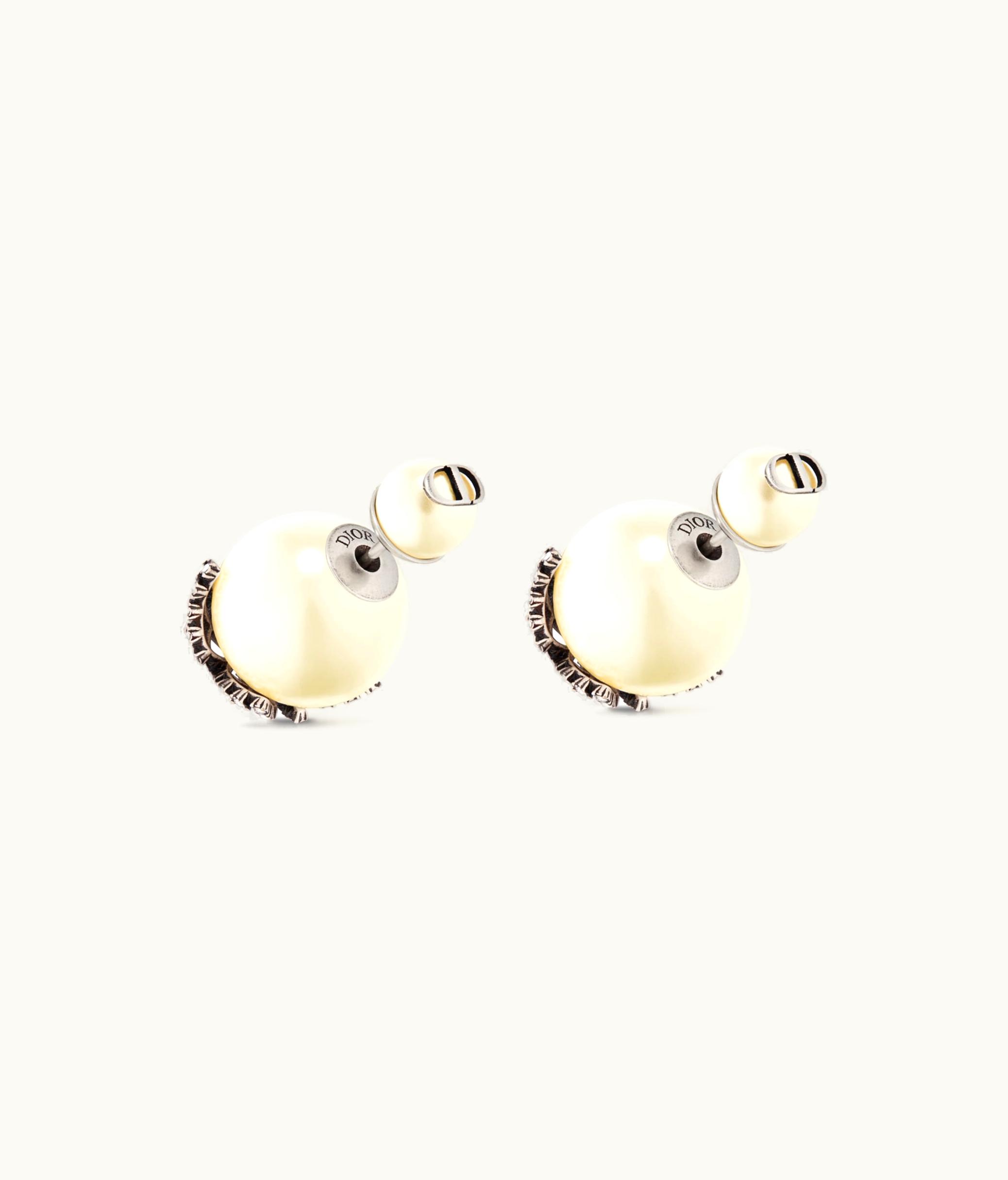 Dior Dior Papillon de Nuit Tribales Earrings - Antique Silver-Finish Metal With White Resin Pearls And Silver-Tone Crystals