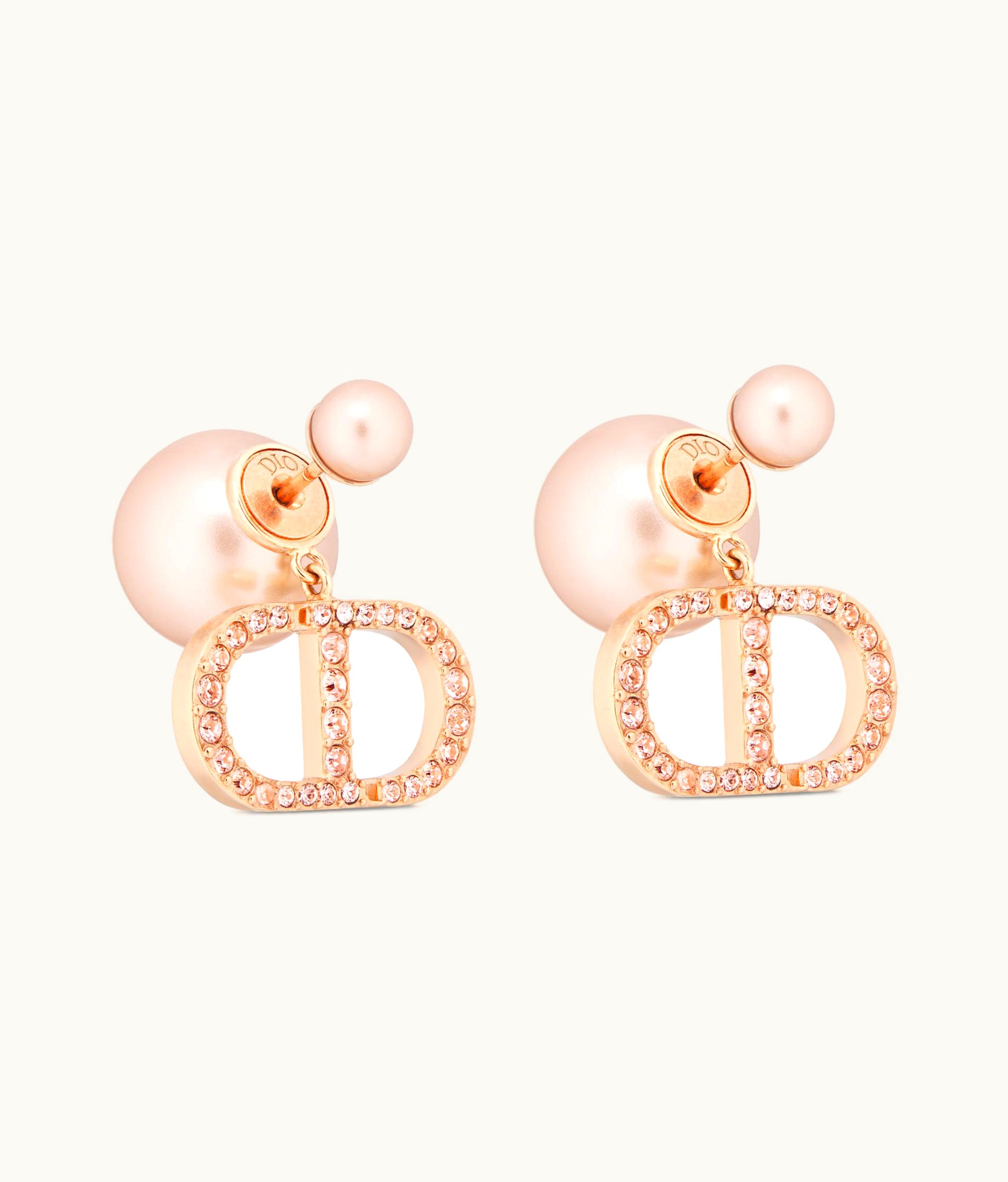 Dior Dior Tribales 30 Montaigne Earrings Pink Pearl-Embellished Pink Crystals