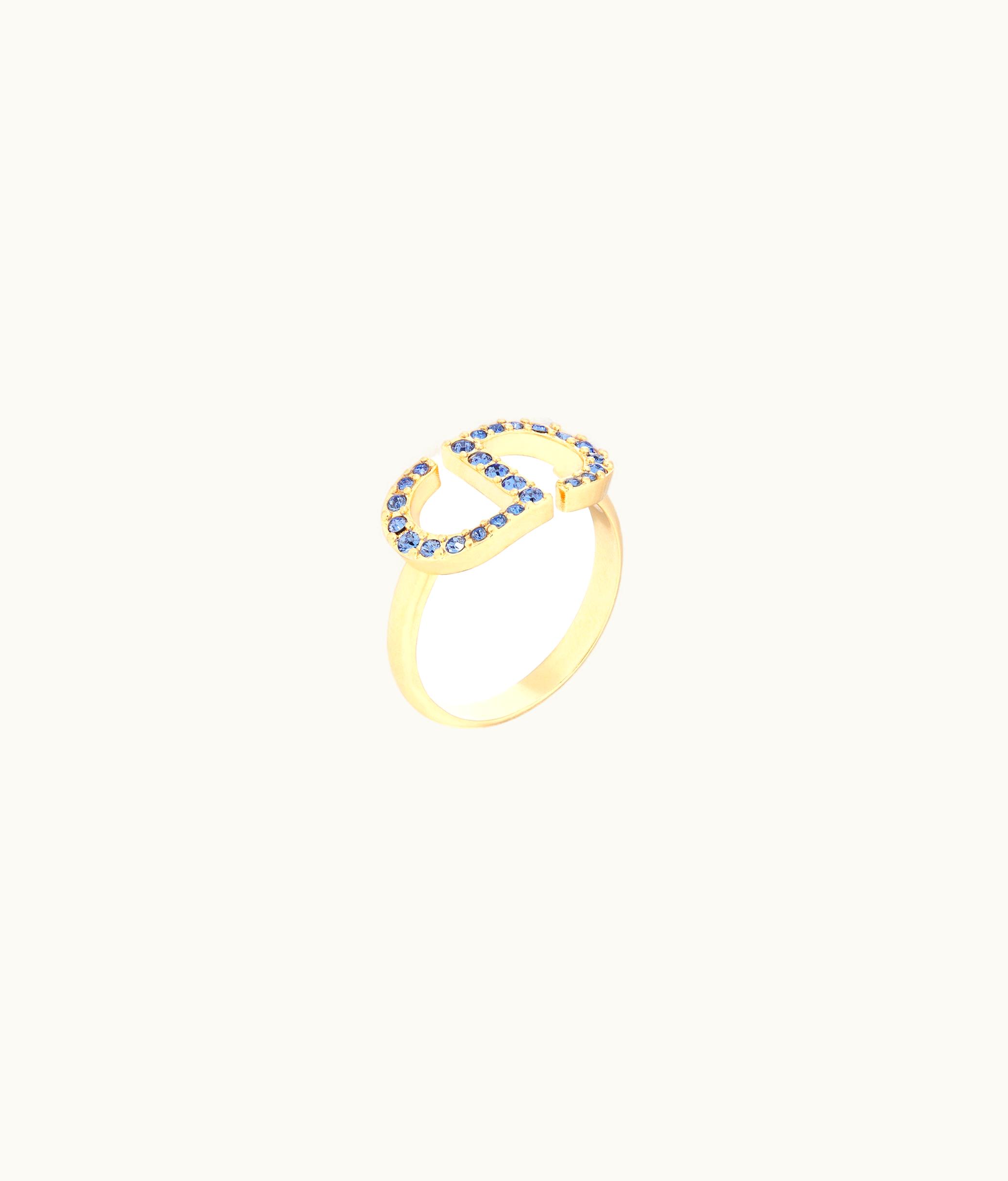 Dior Dior Petit CD Ring - Gold-Finish Metal And Blue Crystals