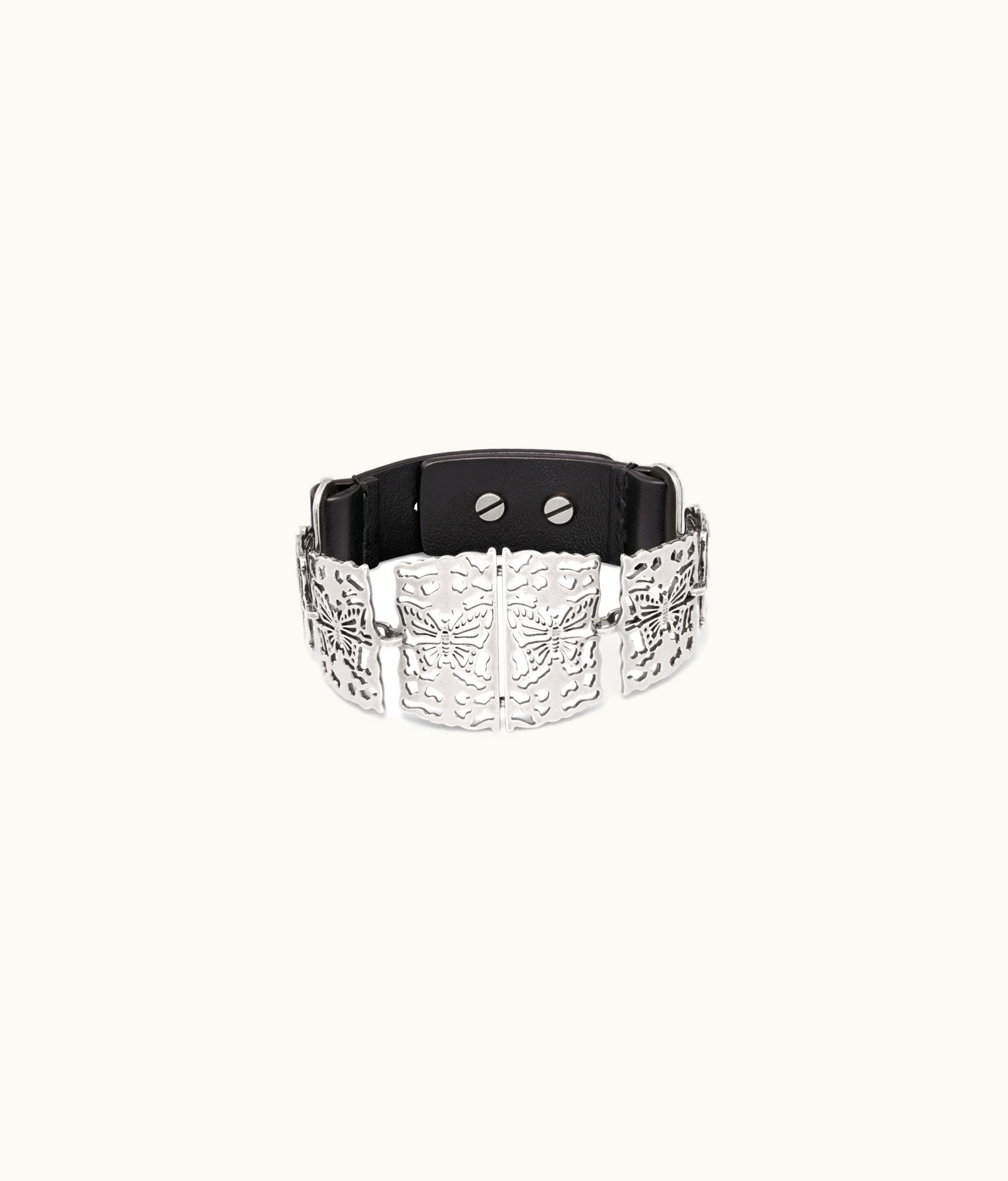 Dior Dior Métamorphose Cuff Bracelet - Silver-Finish Metal And Black Calfskin