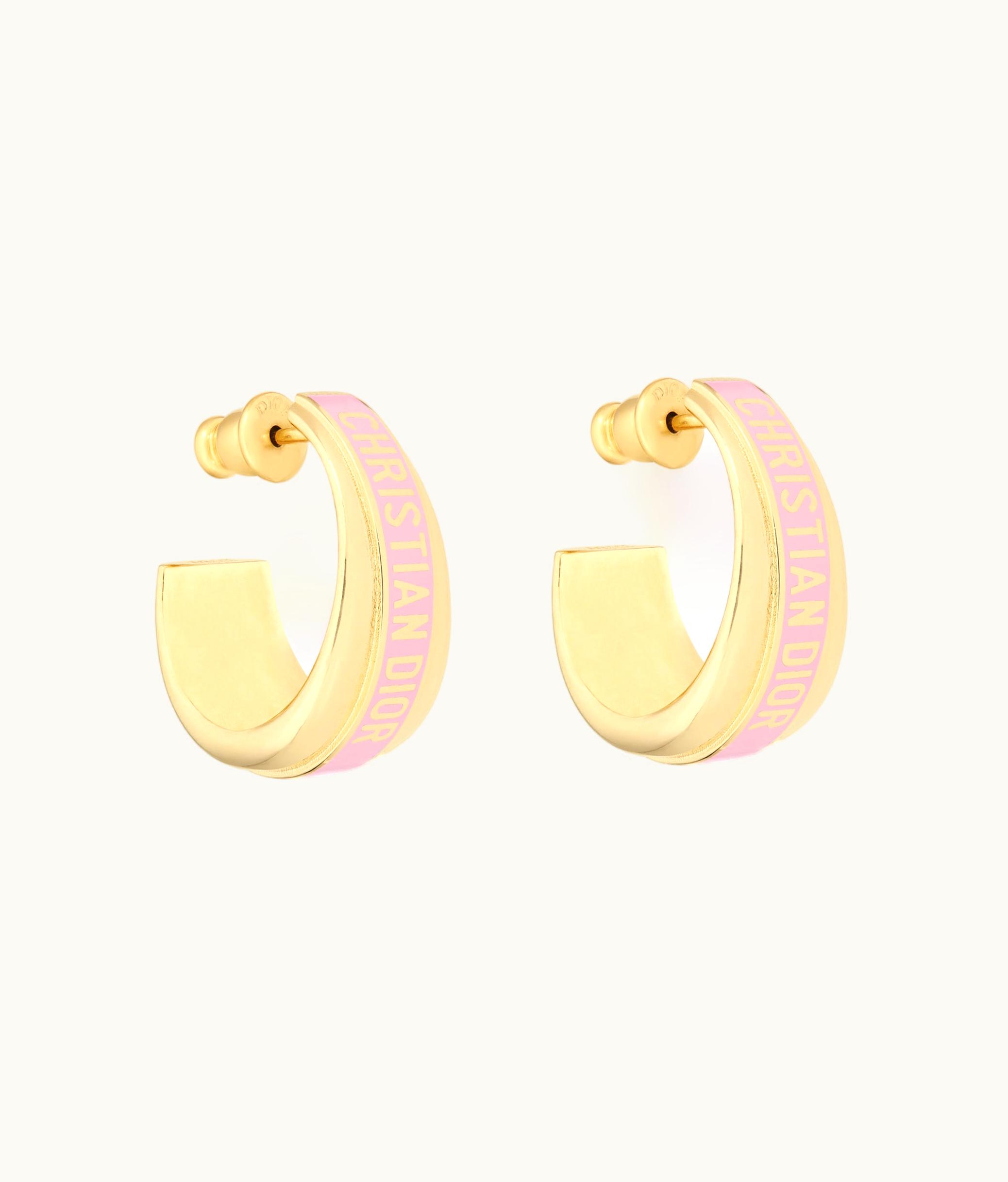 Dior Dior Code Earrings - Gold-Finish Metal And Melocoton Pink Lacquer