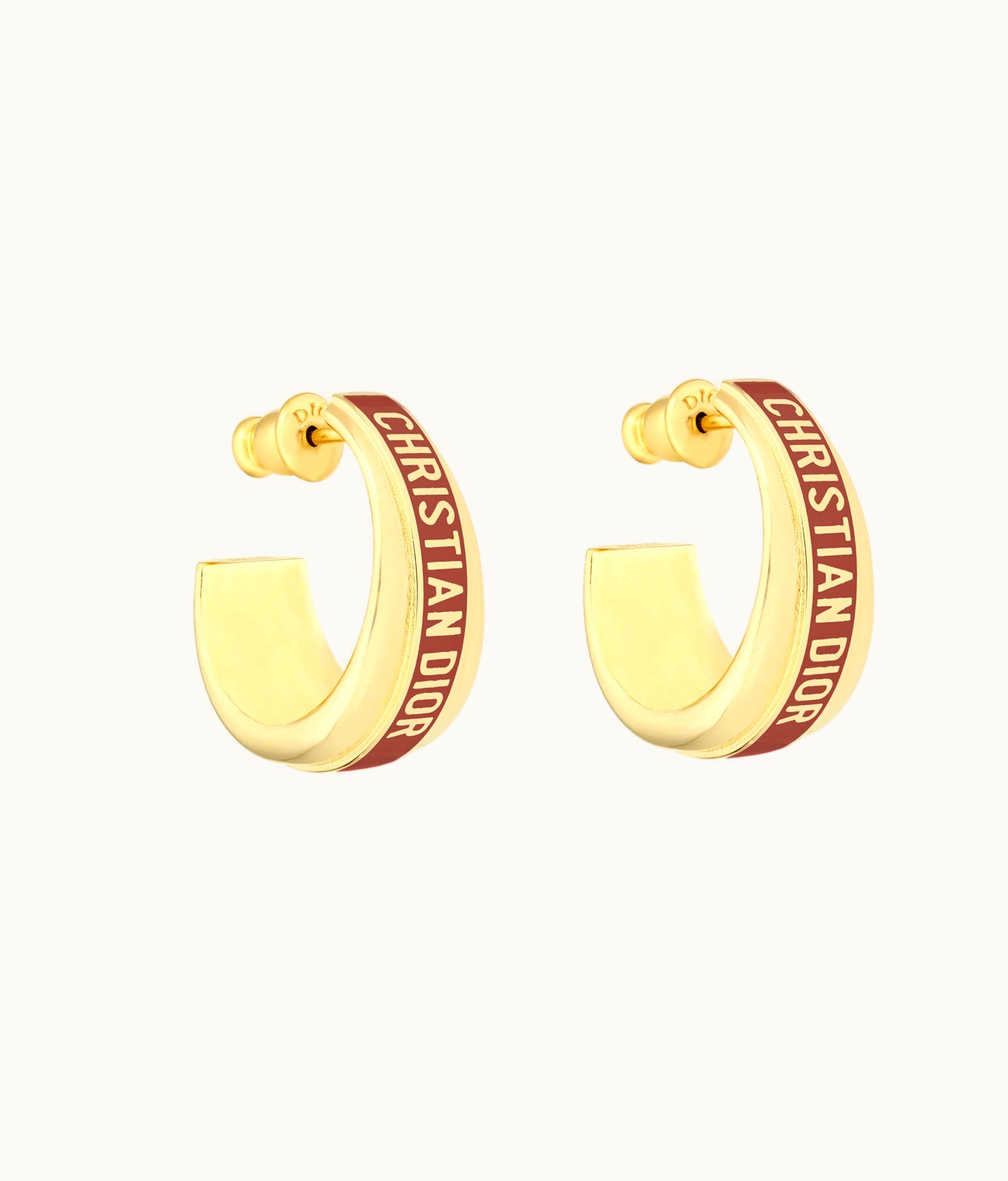 Dior Dior Code Earrings - Gold-Finish Metal And Coral Lacquer