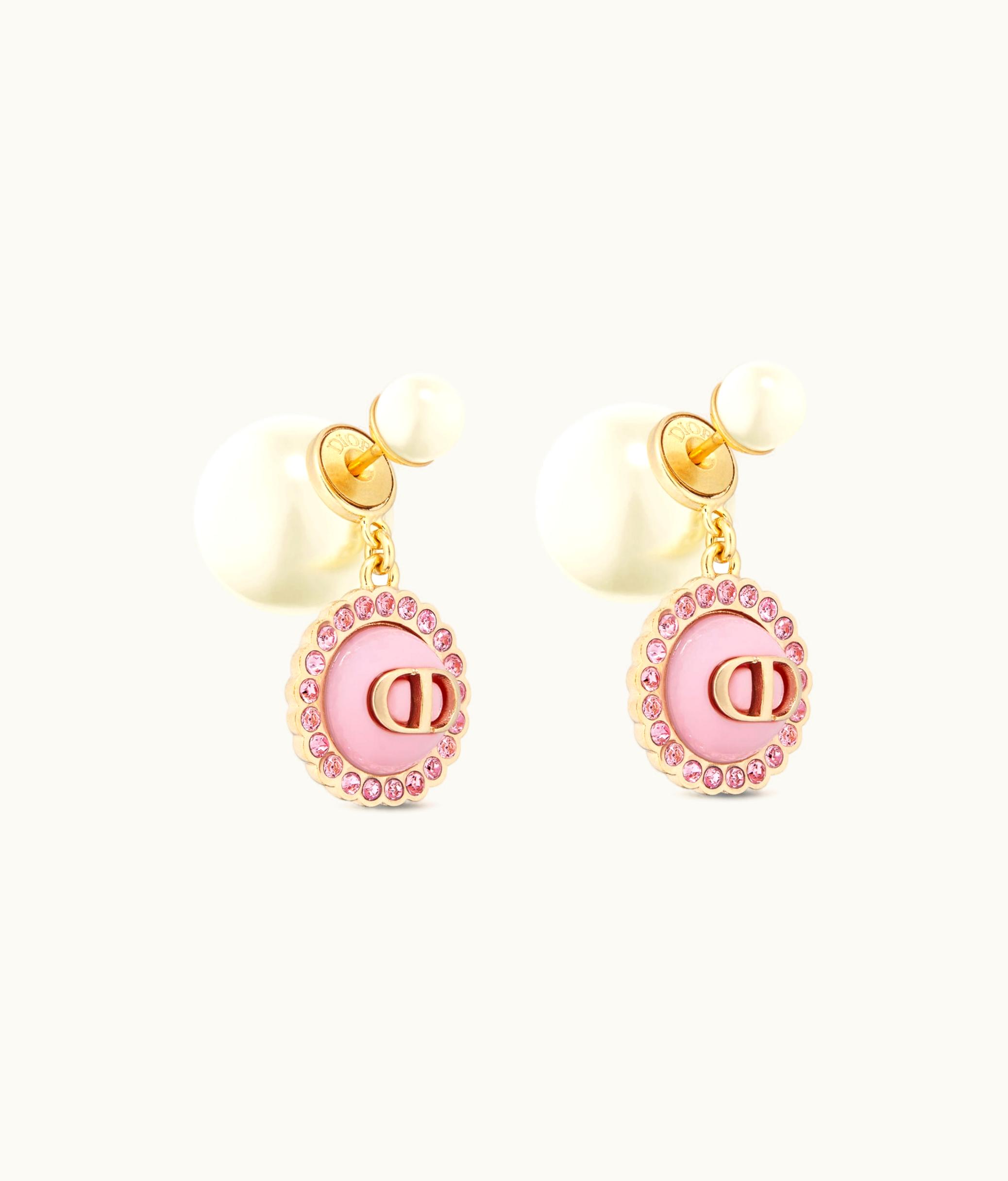 Dior Dior Tribales Earrings - Gold-Finish Metal, White Resin Pearls And Pink Crystals With Light Pink Glass