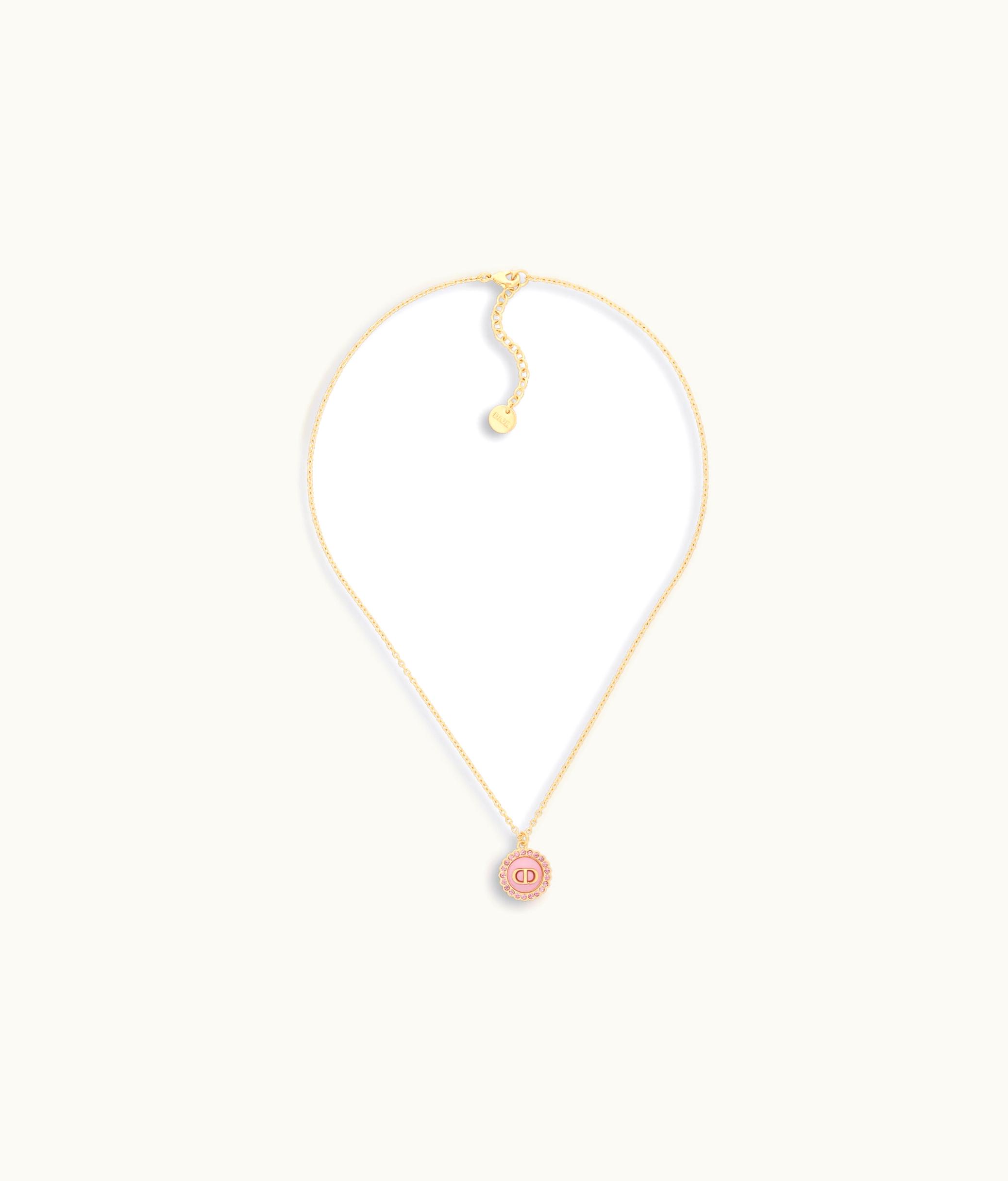 Dior Dior Petit CD Baroque Necklace - Gold-Finish Metal, Pink Crystals And Light Pink Glass