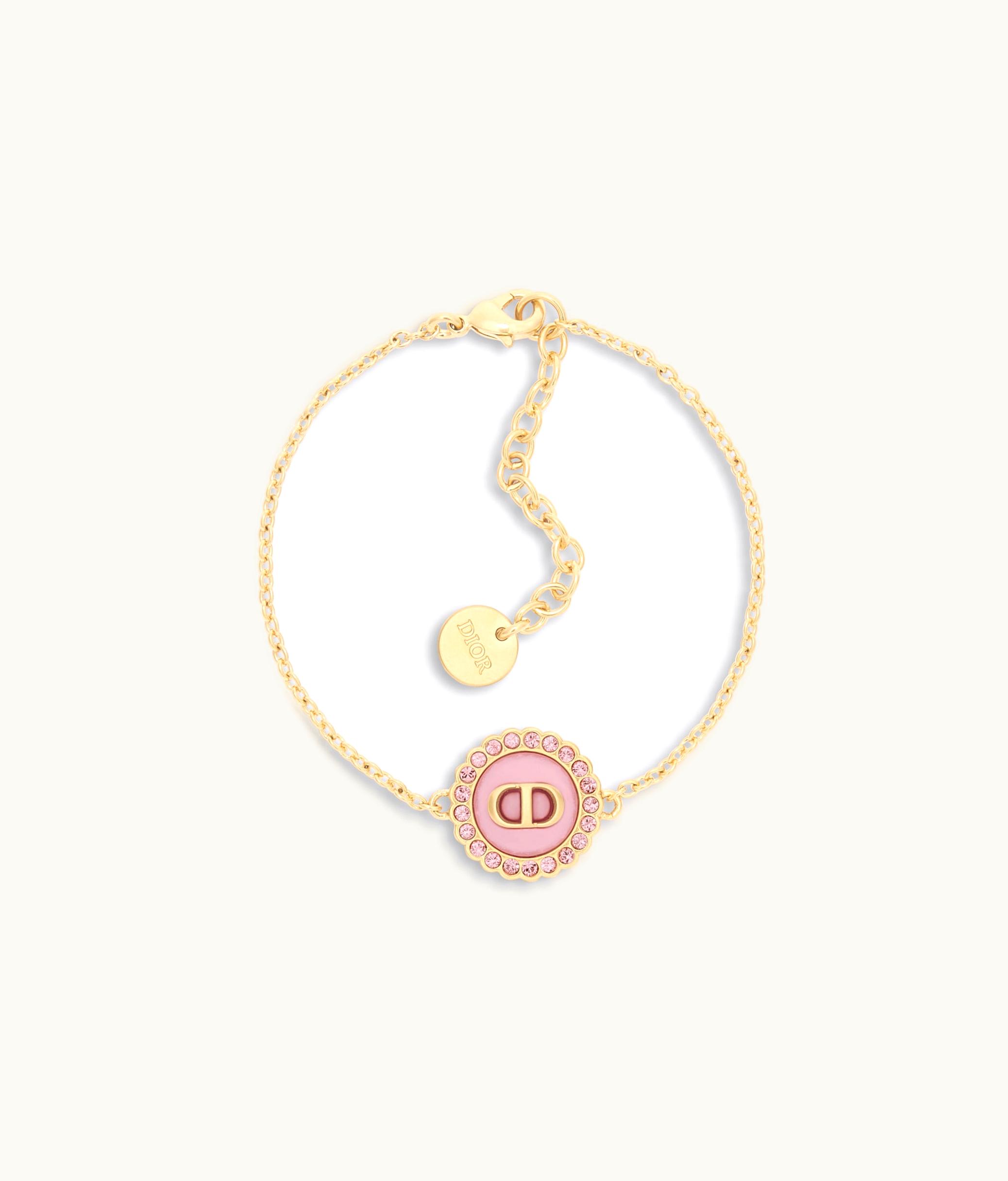 Dior Dior Petit CD Baroque Bracelet - Gold-Finish Metal, Pink Crystals And Light Pink Glass