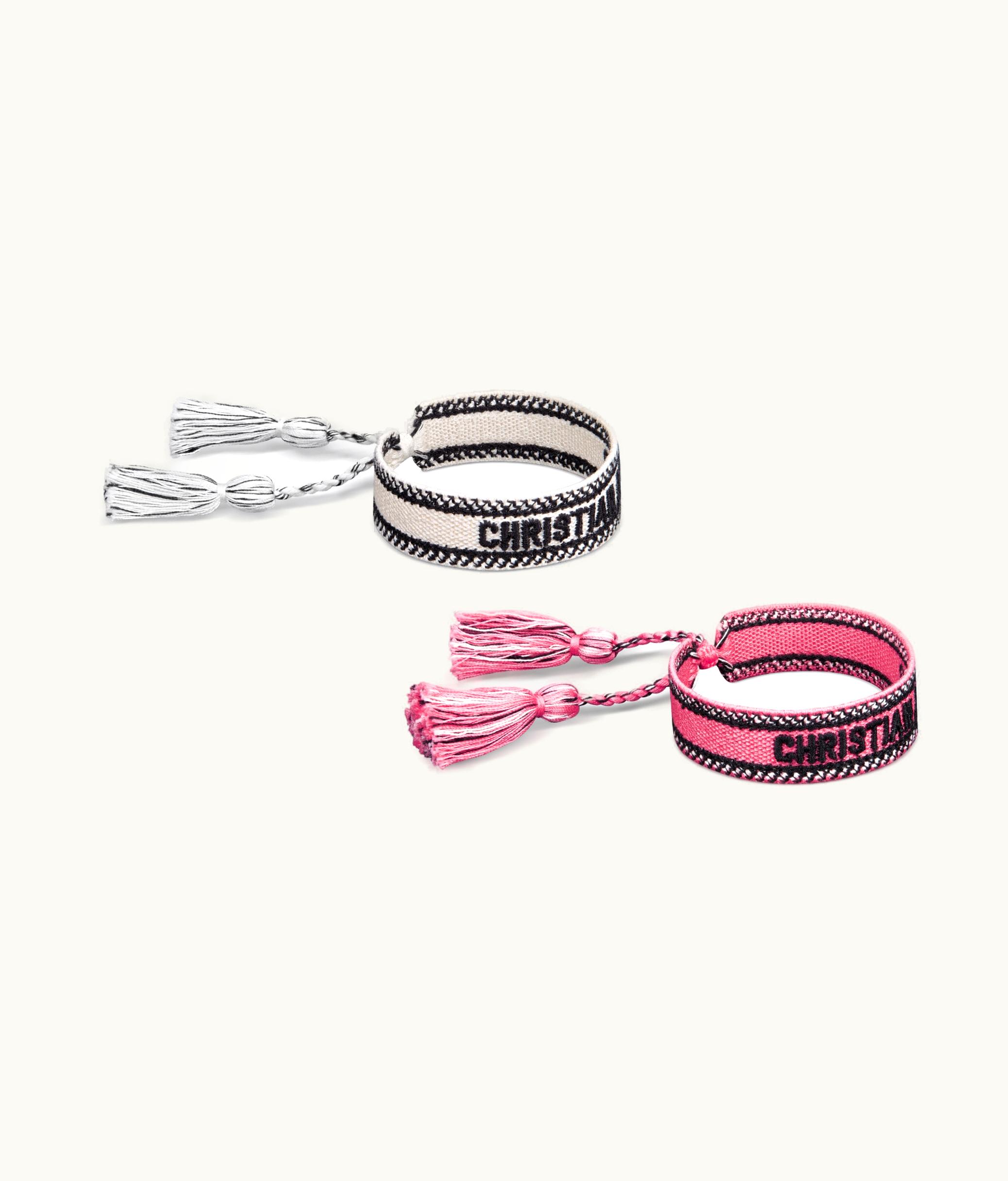 Dior Christian Dior Bracelet Set - Peach Blossom Pink And White Embroidery