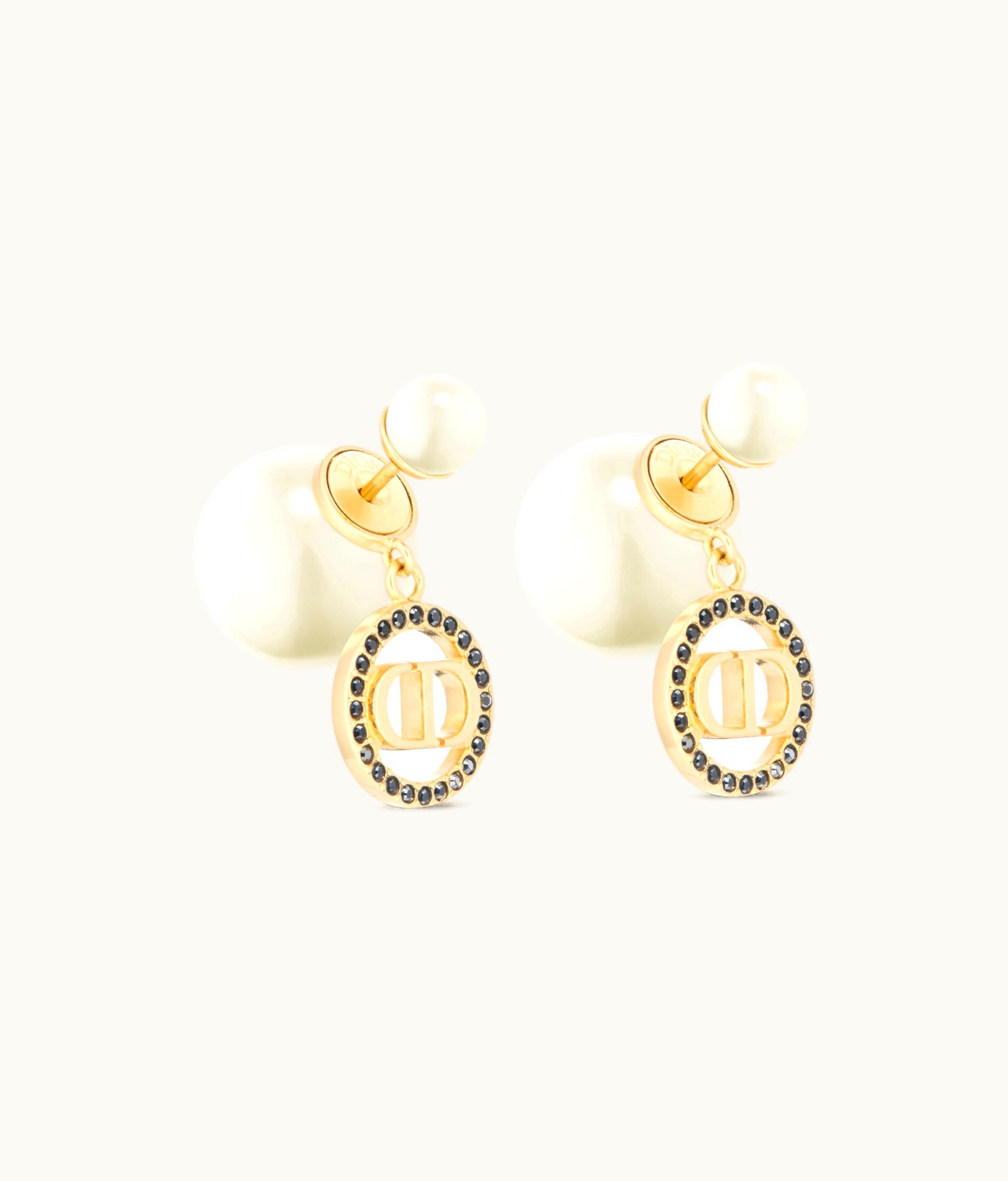 Dior Dior Tribales Earrings - Gold-Finish Metal With White Resin Pearls And Hematite-Colored Crystals
