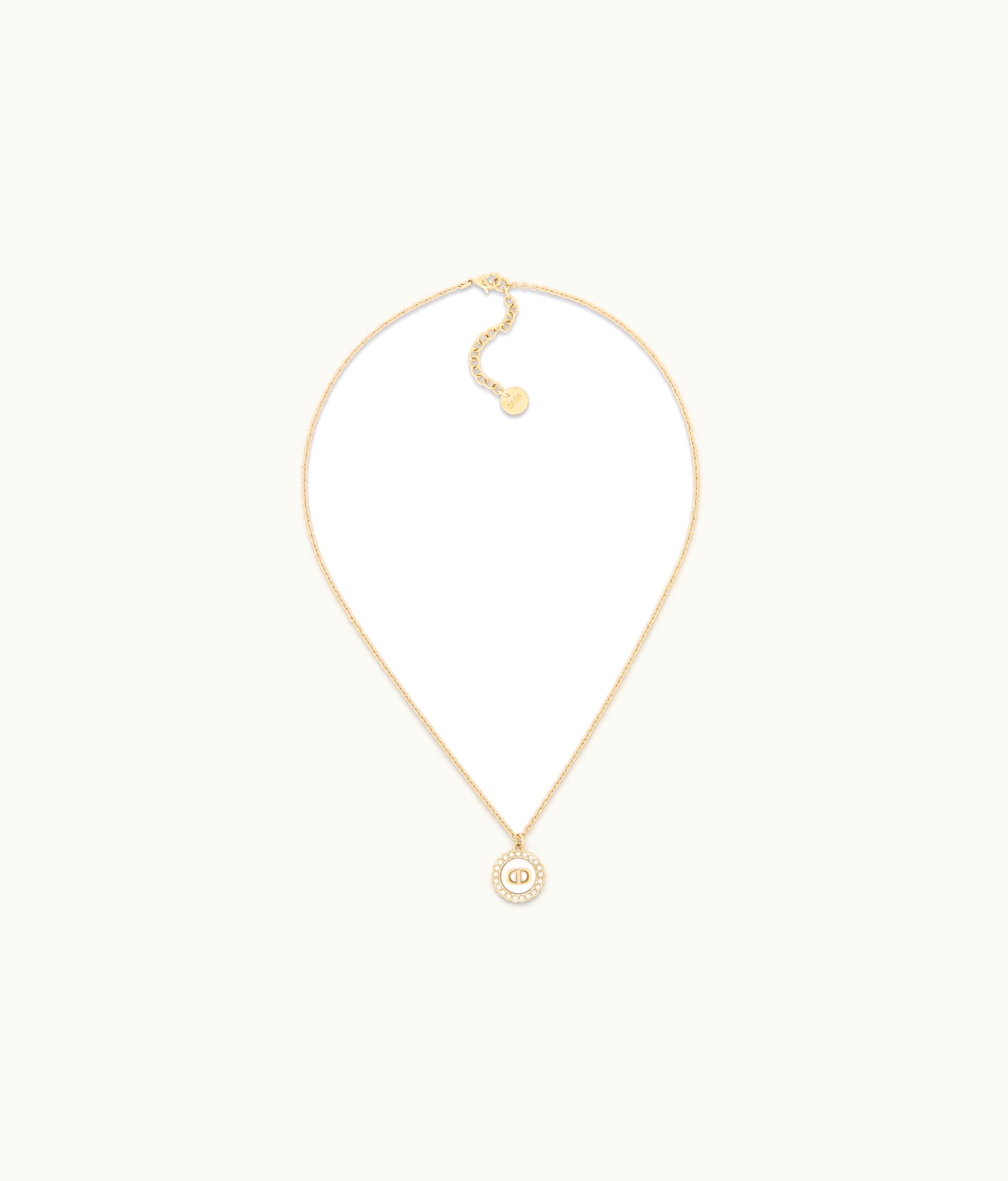 Dior Dior Petit CD Baroque Necklace - Gold-Finish Metal With White Resin Pearls And Latte Glass