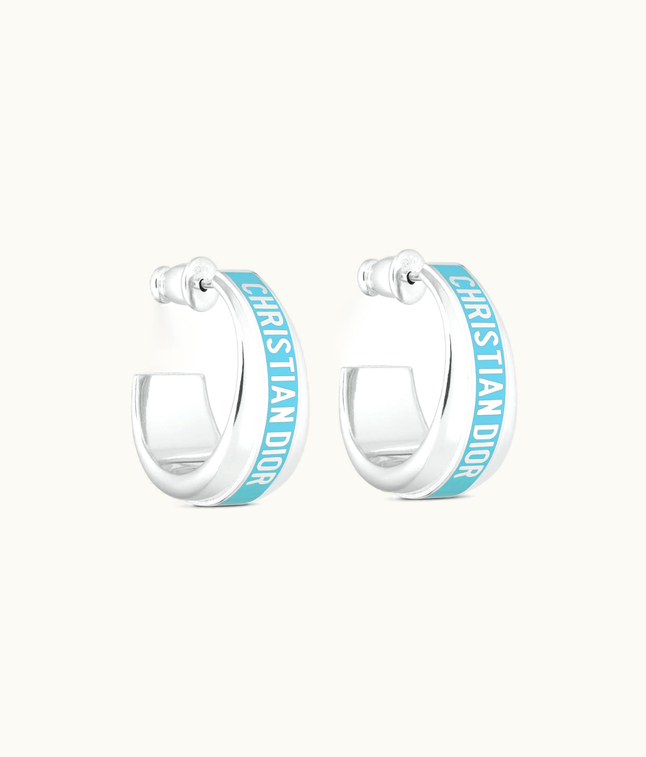 Dior Dior Code Earrings - Silver-Finish Metal And Turquoise Lacquer
