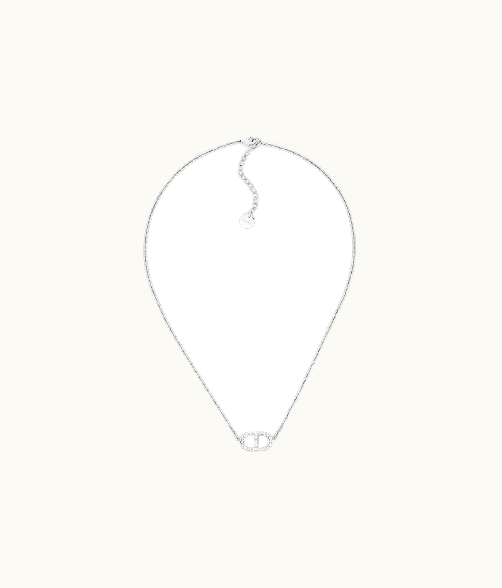 Dior Dior Petit CD Necklace - Silver-Finish Metal With White Crystals