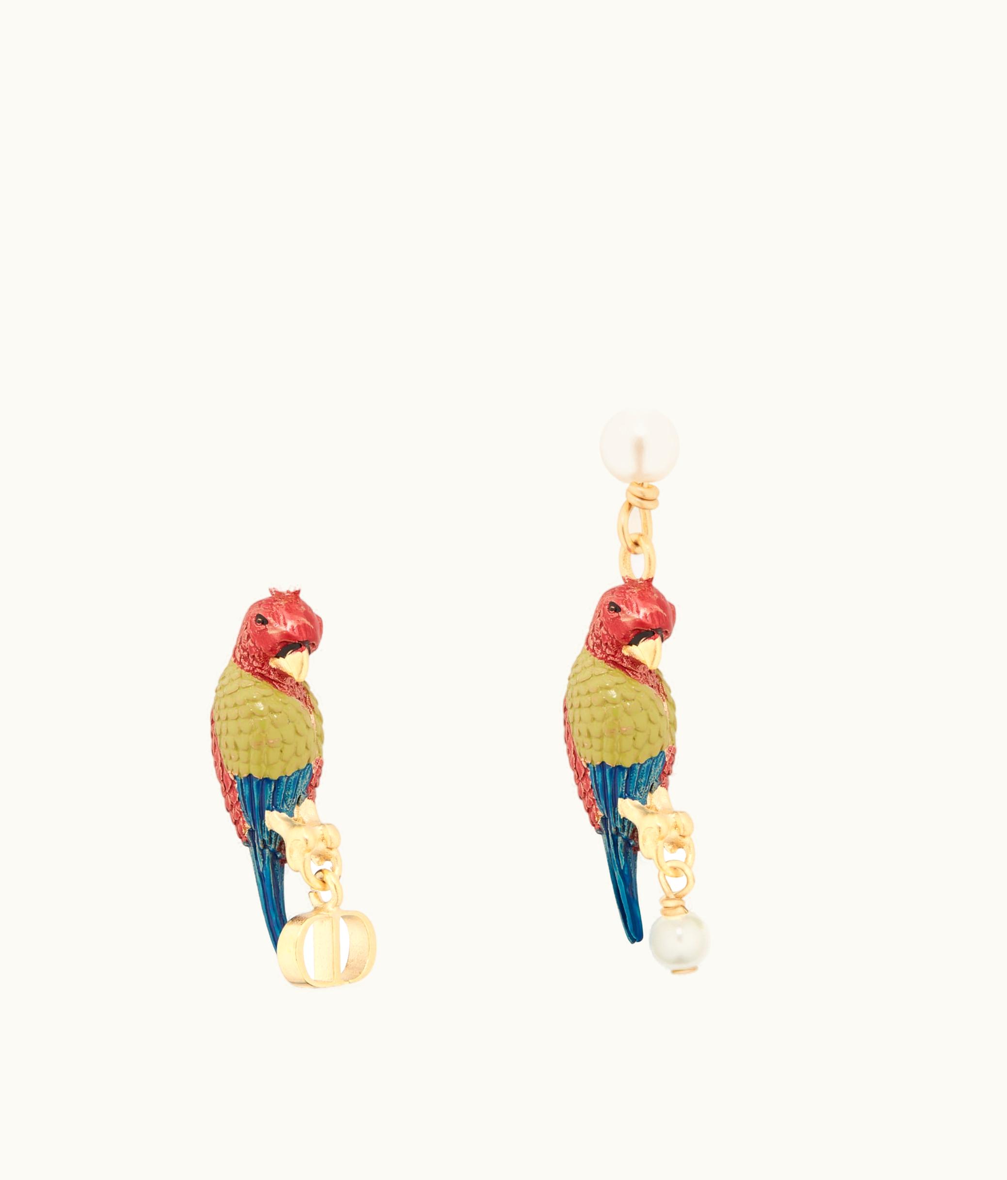 Dior Dior Toile De Jouy Fantastica Earrings - Gold-Finish Metal And White Resin Pearls With Multicolor Lacquer