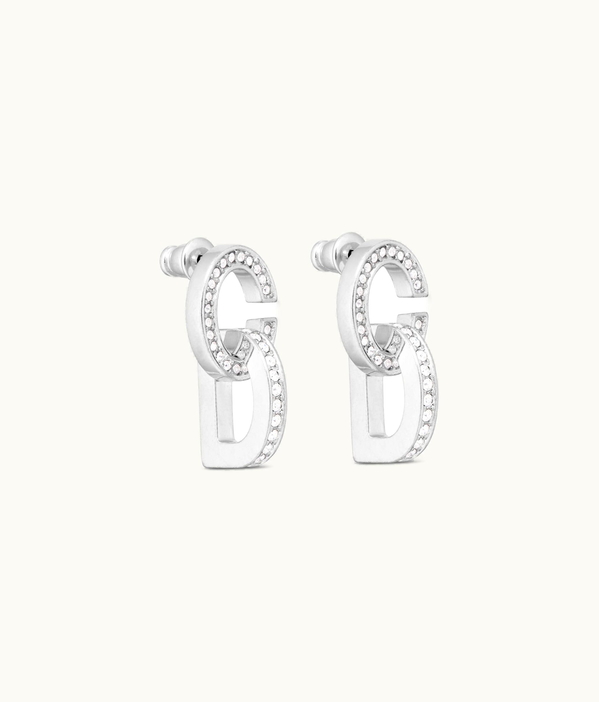 Dior Dior CD Lock Earrings - Silver Interlaced Metal And Crystal Sparkle