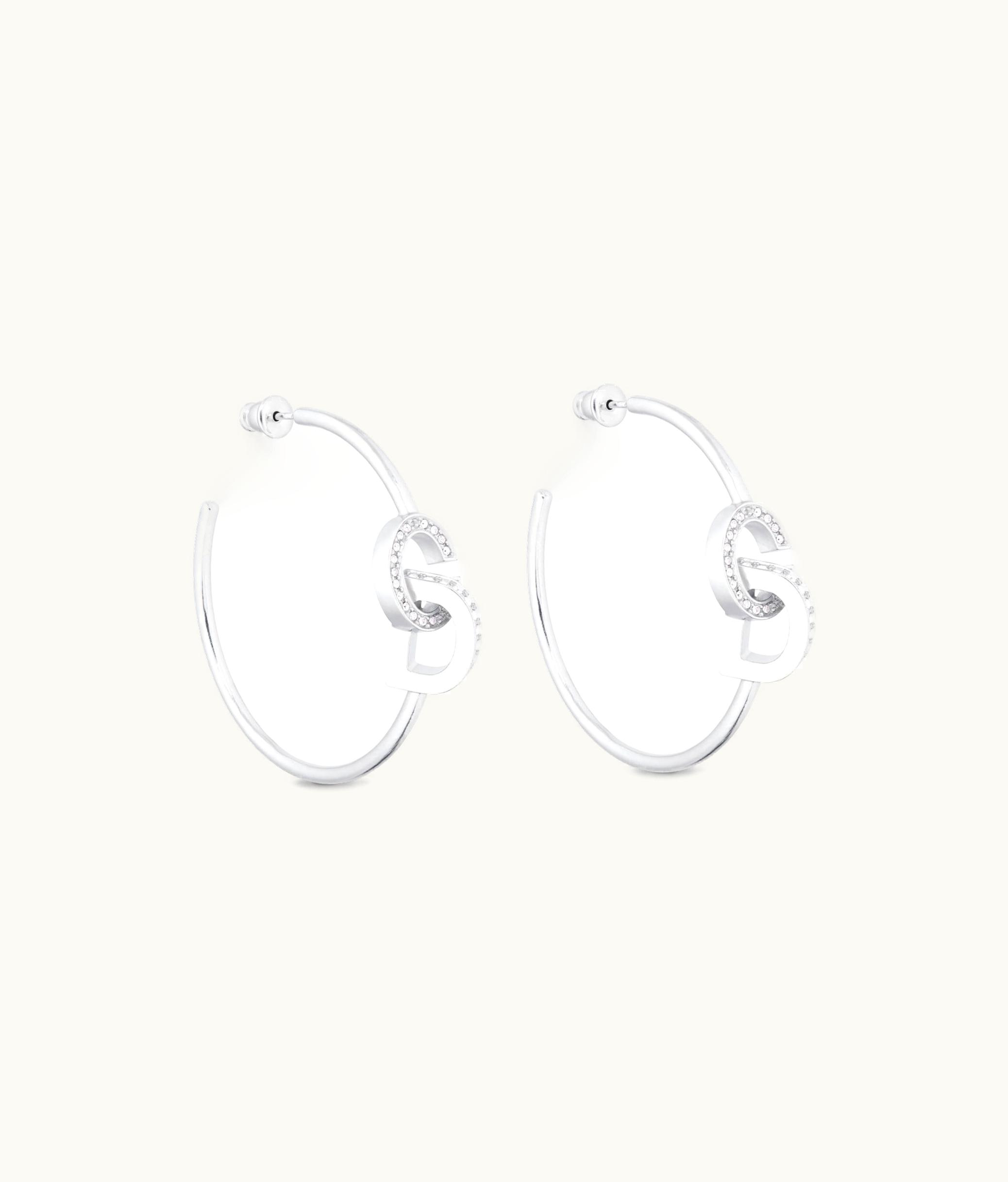 Dior Dior CD Lock Hoop Earrings - Silver-Finish Metal And Silver-Tone Crystals