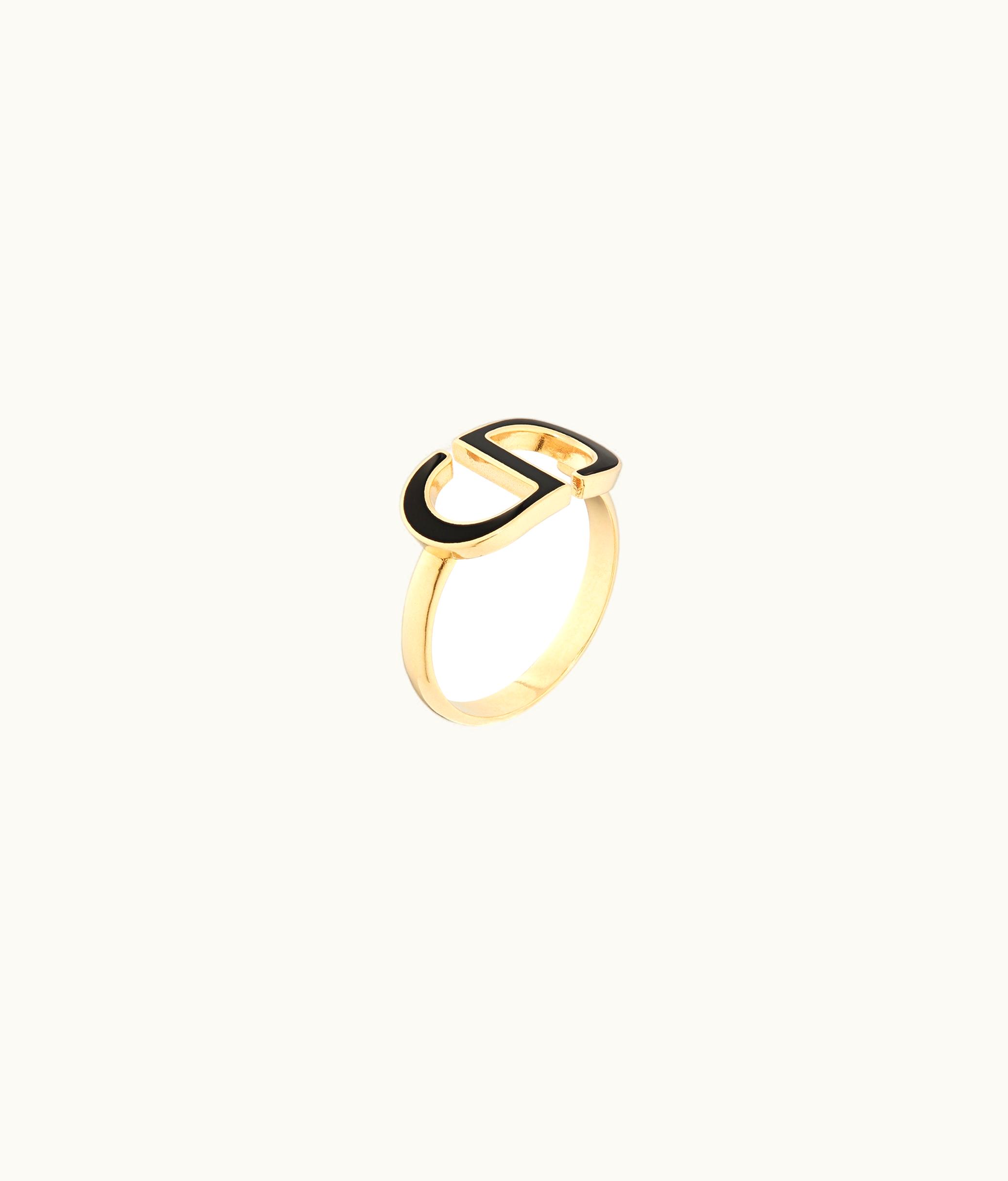 Dior Dior Petit CD Ring - Gold-Finish Metal And Black Lacquer