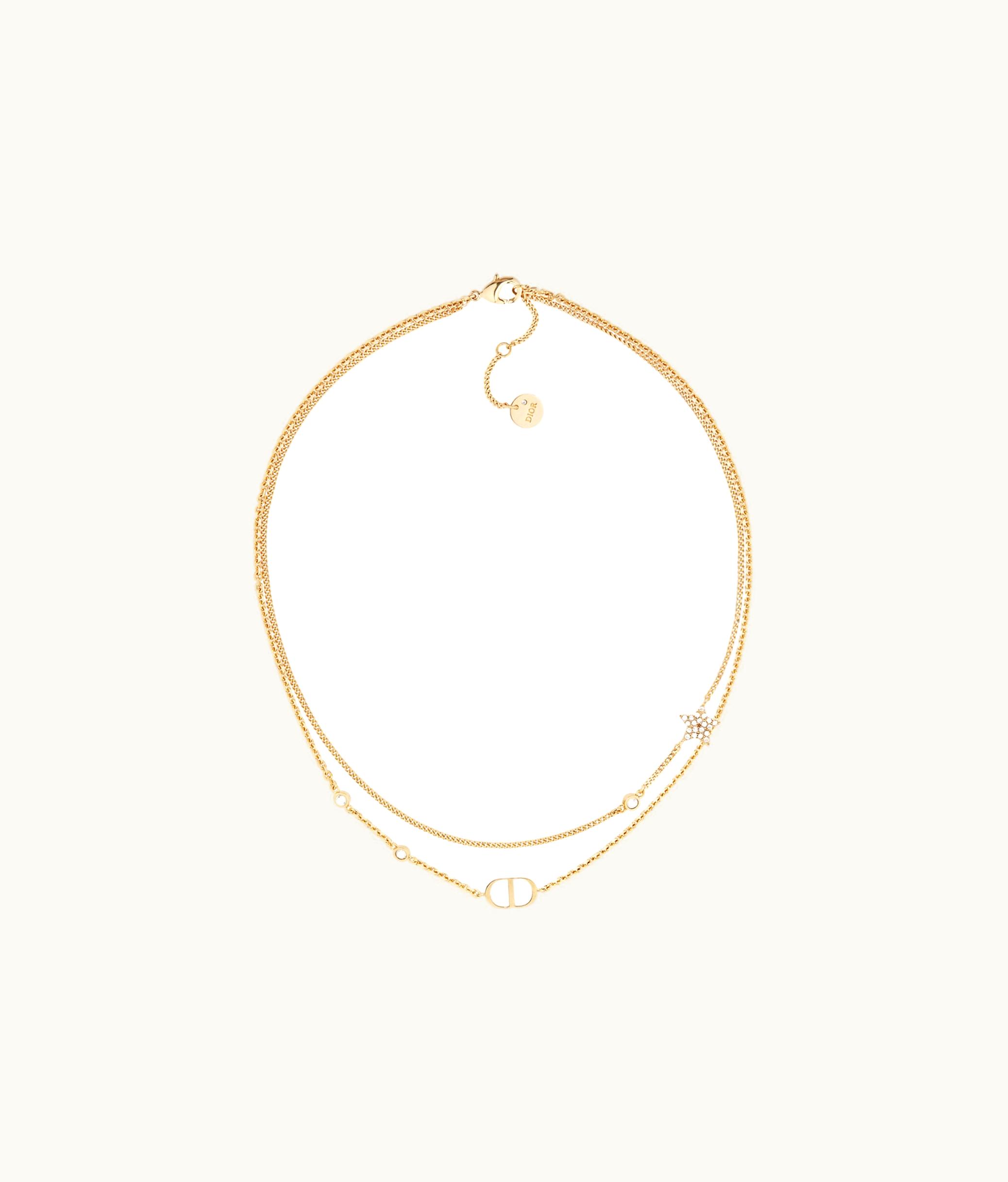 Dior Dior Petit CD Double Necklace - Gold-Finish Metal And White Crystals