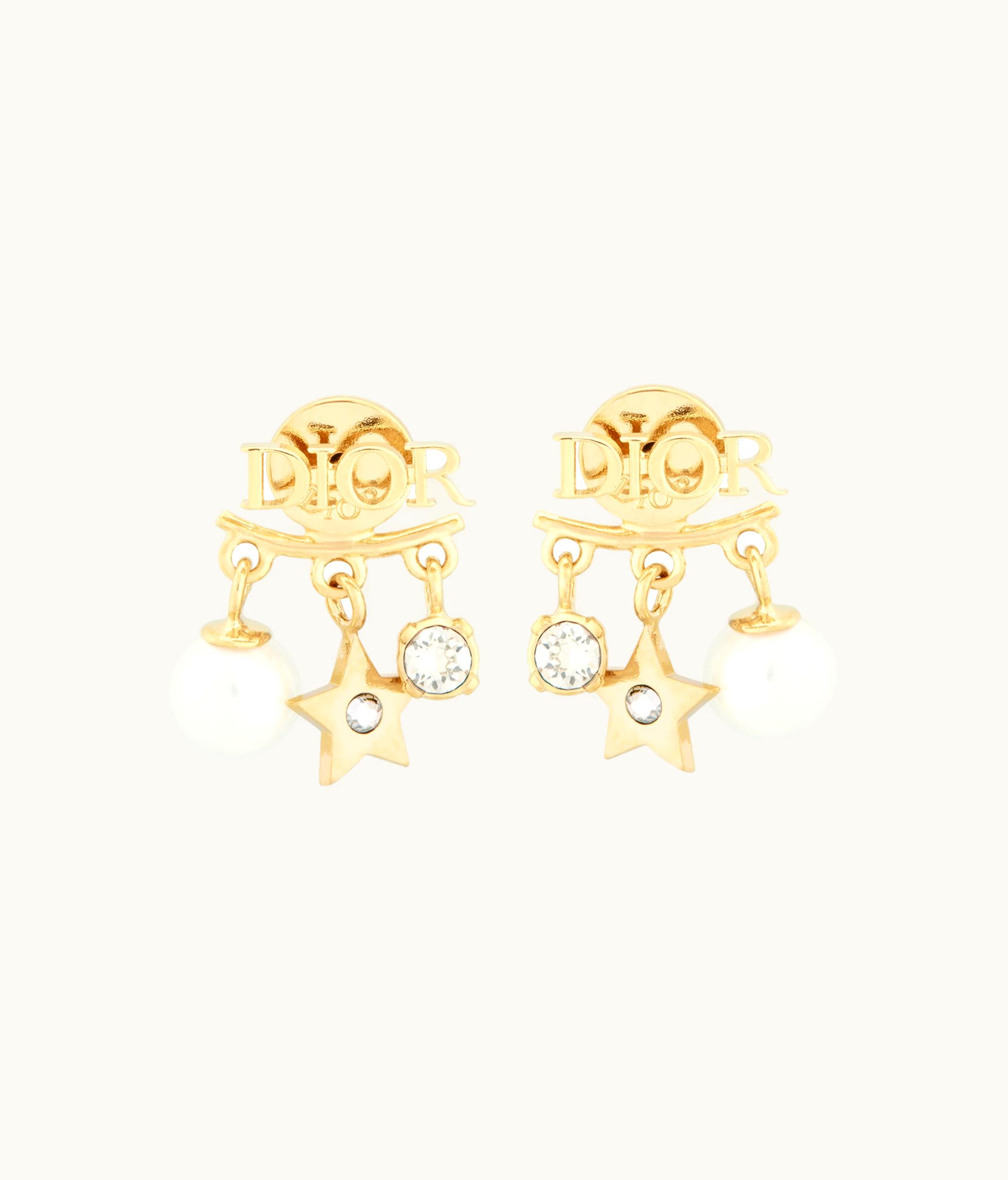 Dior Dior Dio(r)evolution Earrings - Gold-Finish Metal, White Resin Pearls And White Crystals