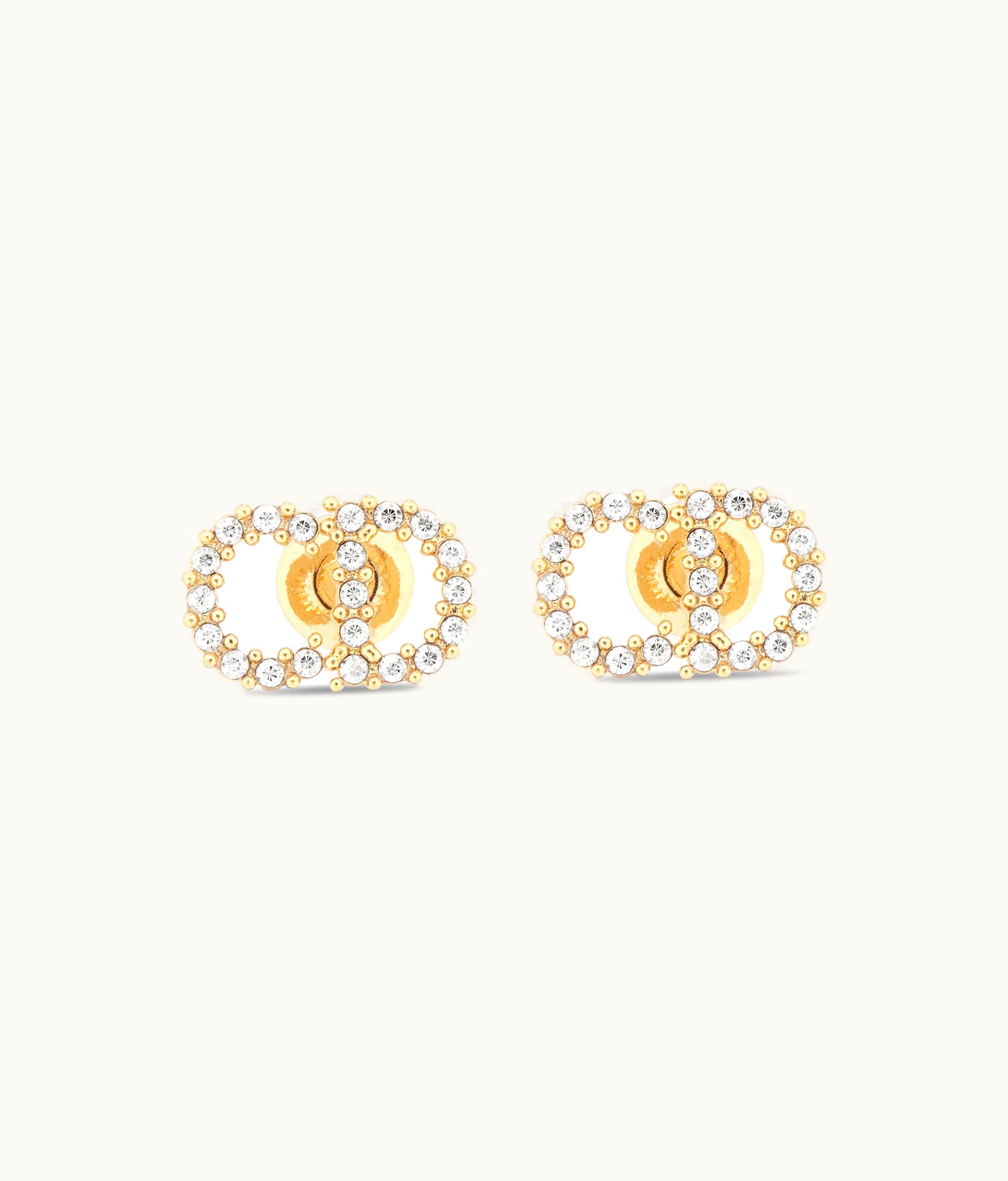 Dior Dior Clair D Lune Earrings - Gold-Finish Metal And White Crystals