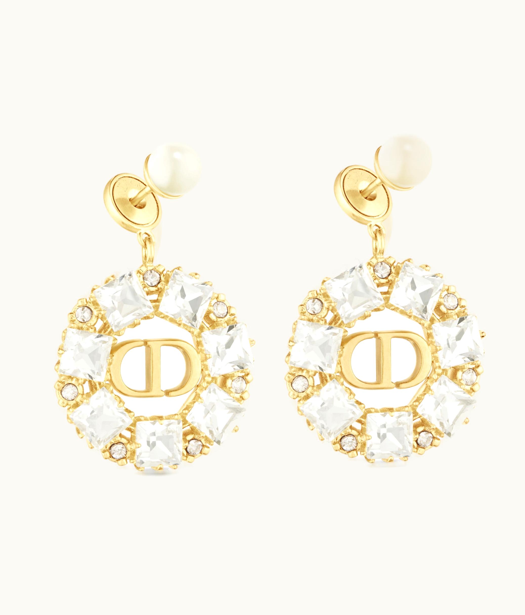 Dior Dior Tribales Earrings - Gold-Finish Metal With White Resin Pearls And Silver-Tone Crystals E2380WOMCY_D03S
