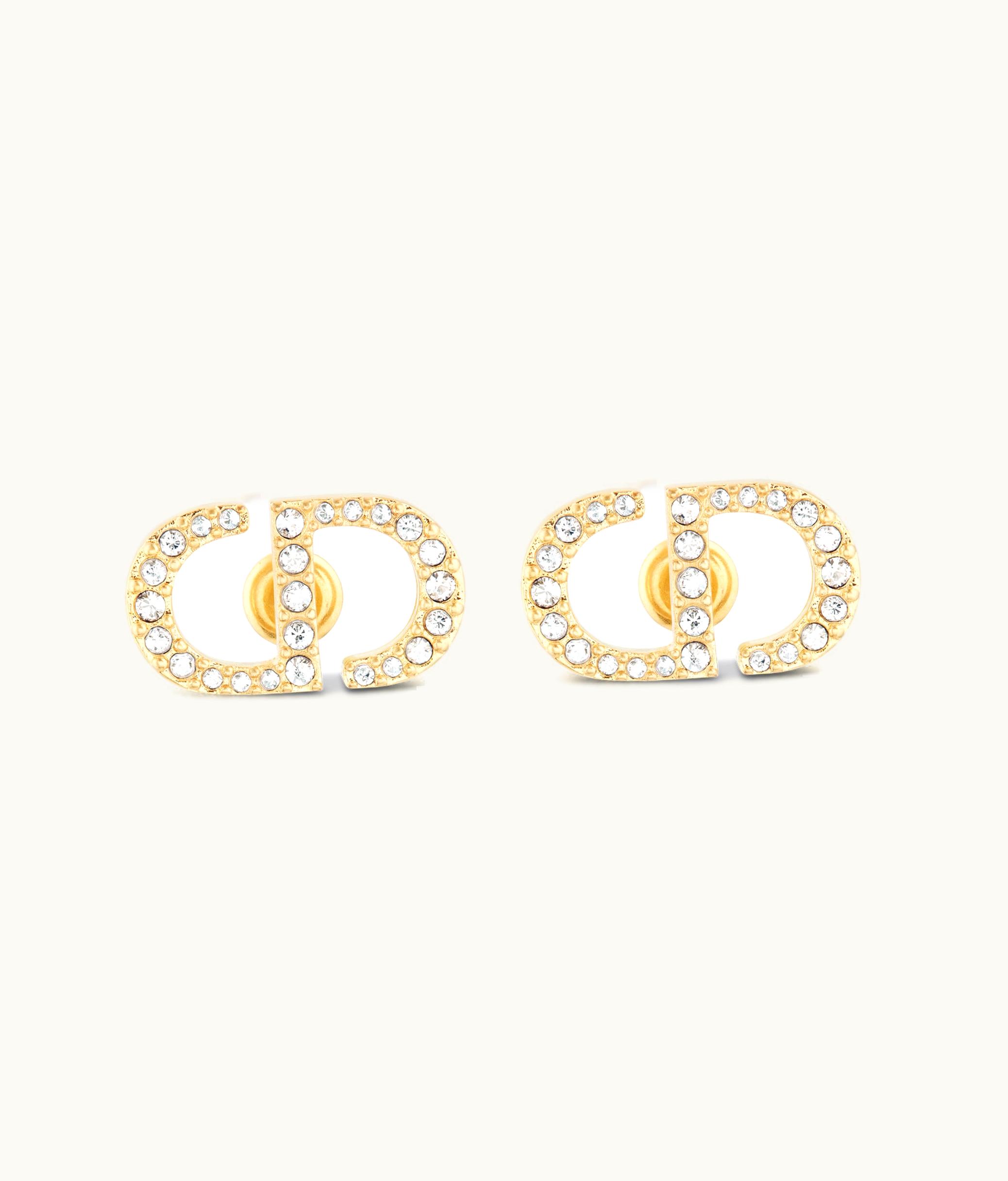 Dior Dior Petit CD Stud Earrings - Gold-Finish Metal And White Crystals