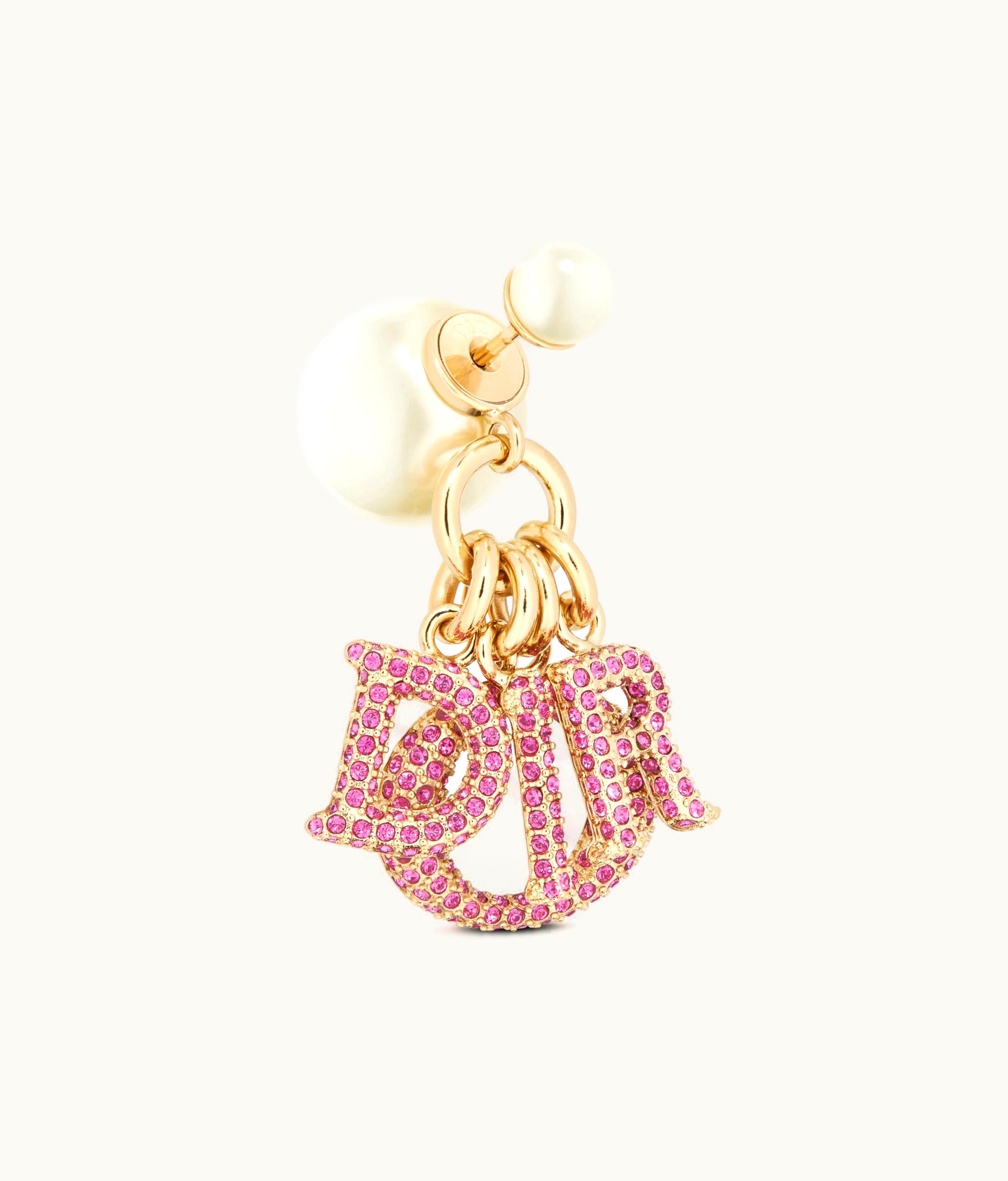 Dior Dior Tribales Earring - Gold-Finish Metal With White Resin Pearls And Fuchsia Crystals