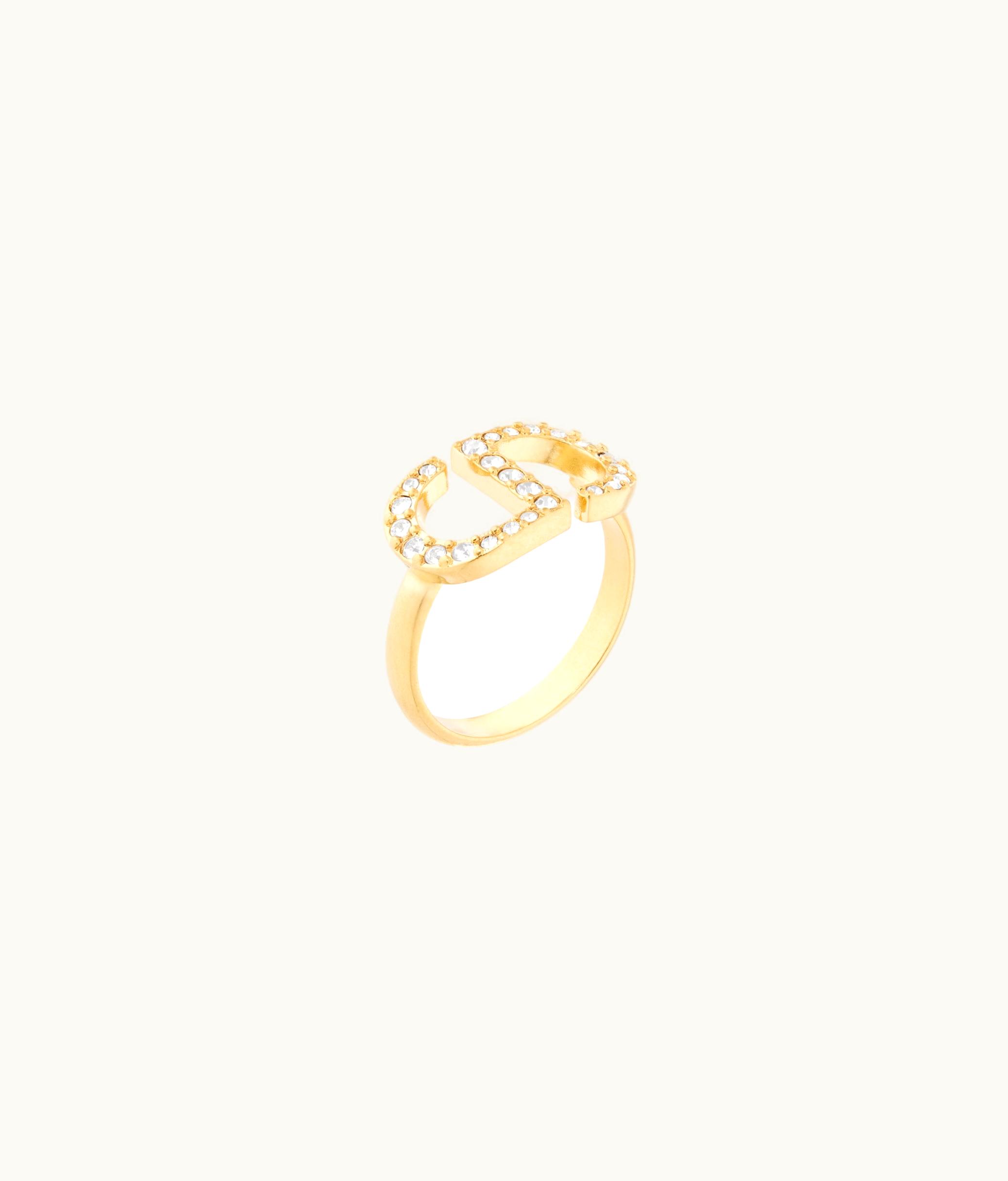 Dior Dior Petit CD Ring - Gold-Finish Metal And Silver-Tone Crystals