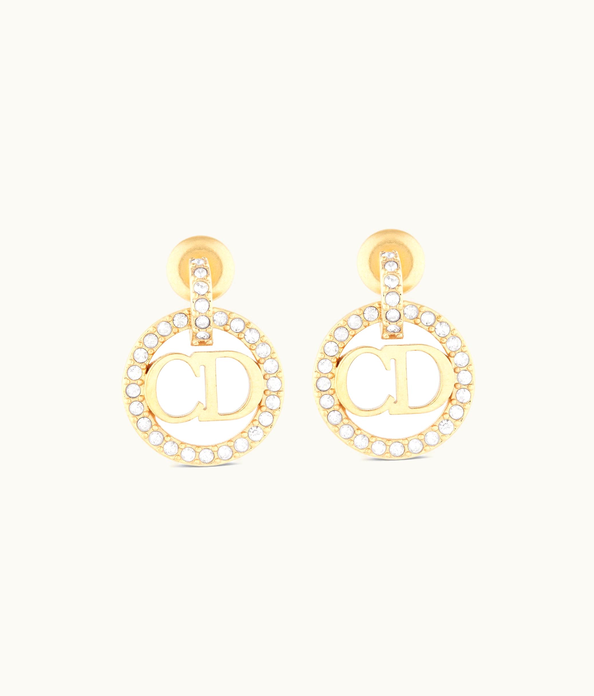 Dior Dior Clair D Lune Earrings - Gold-Finish Metal And Silver-Tone Crystals