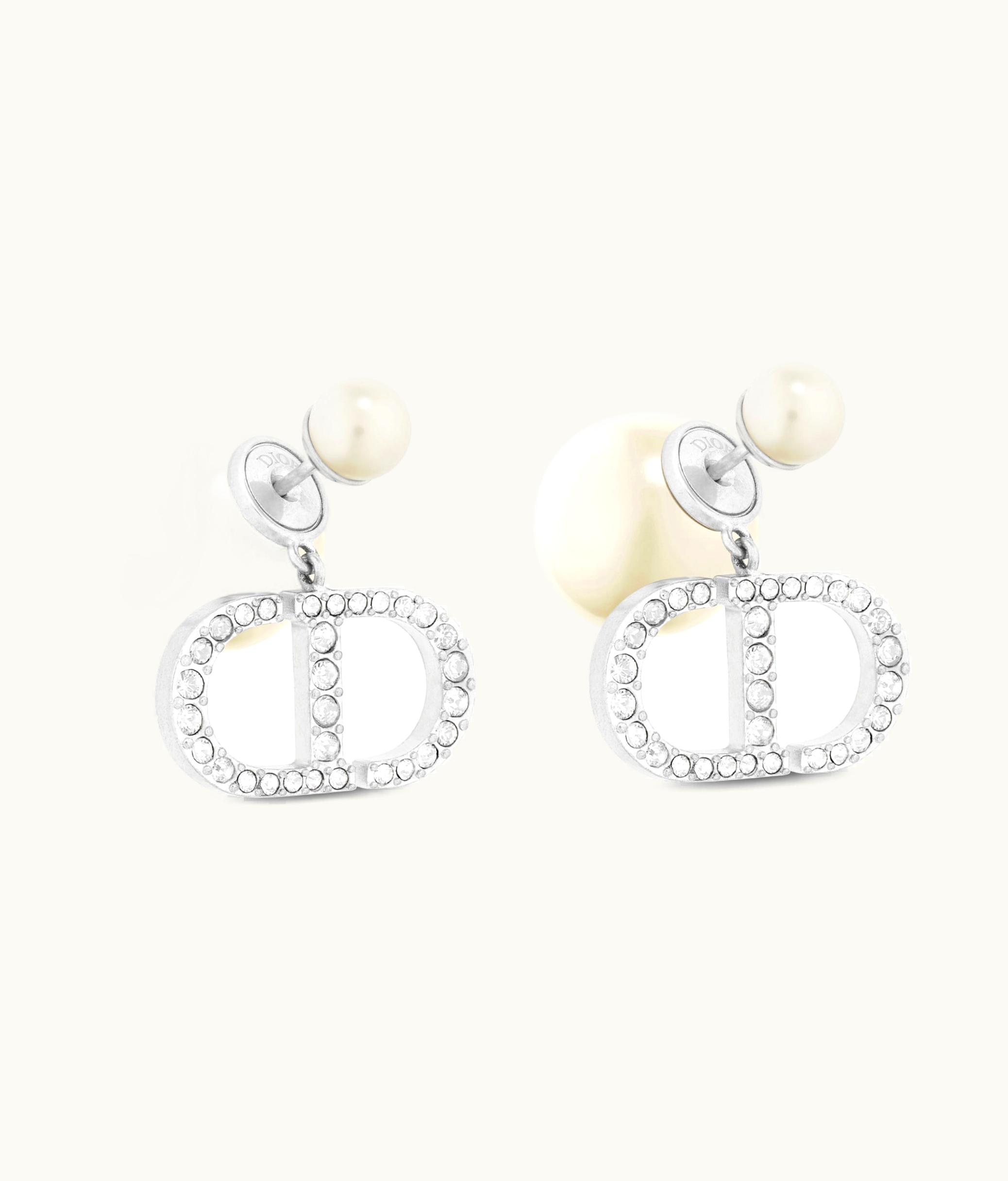 Dior Dior Tribales Earrings - Silver-Finish Metal With White Resin Pearls And Silver-Tone Crystals