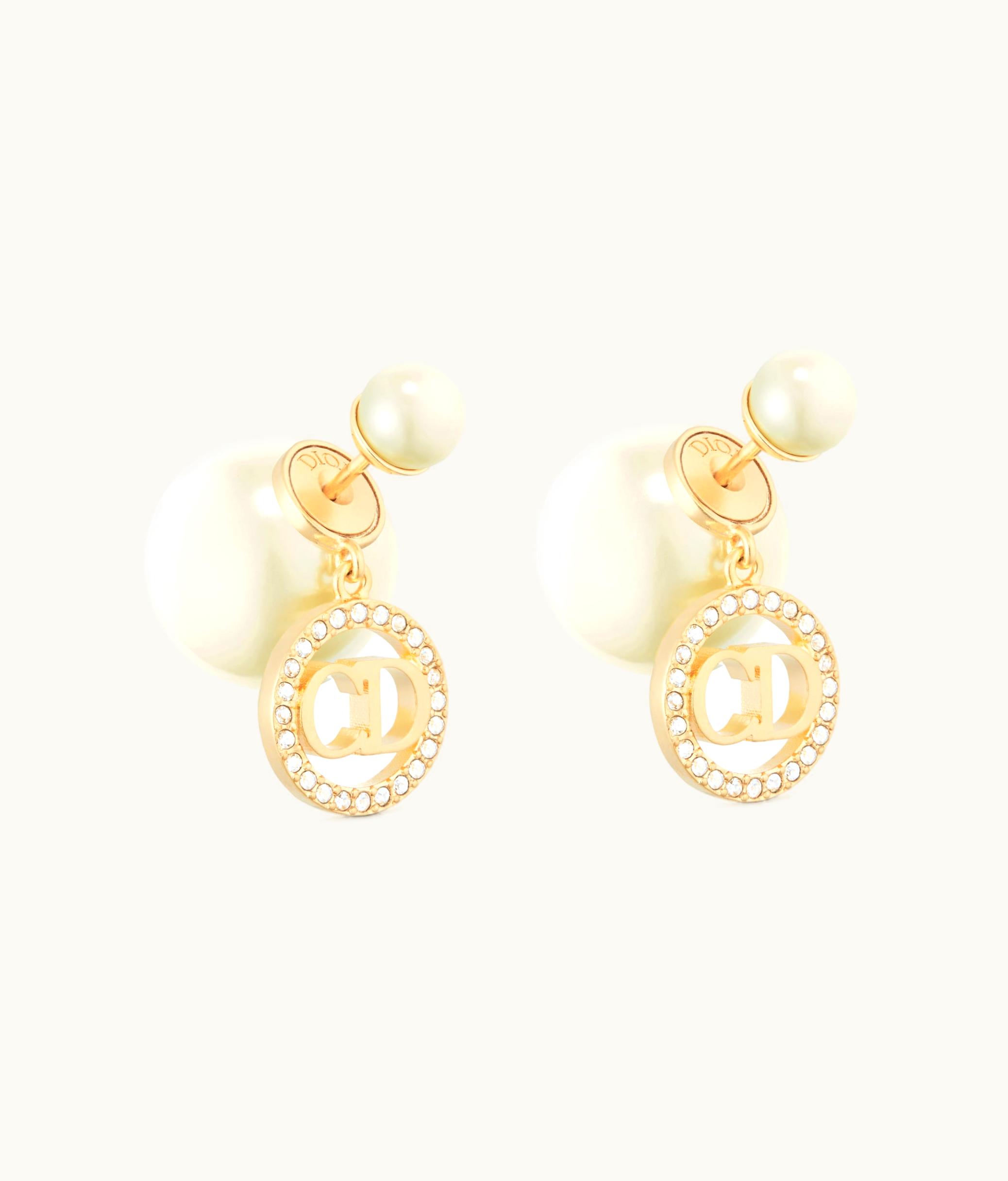 Dior Dior Tribales Earrings - Gold-Finish Metal With White Resin Pearls And Silver-Tone Crystals E1941TRICY_D03S