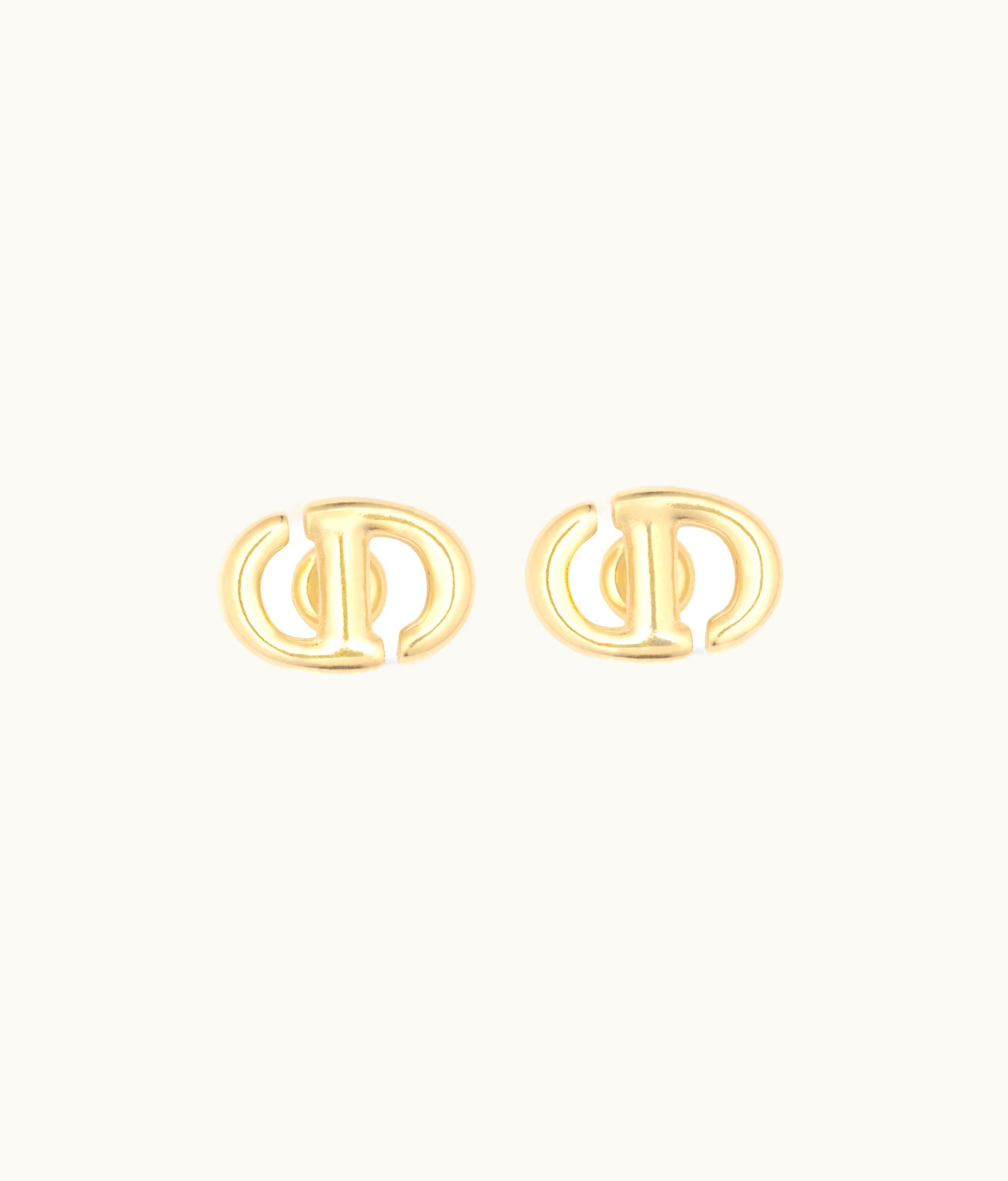 Dior Dior CD Navy Stud Earrings - Gold-Finish Metal