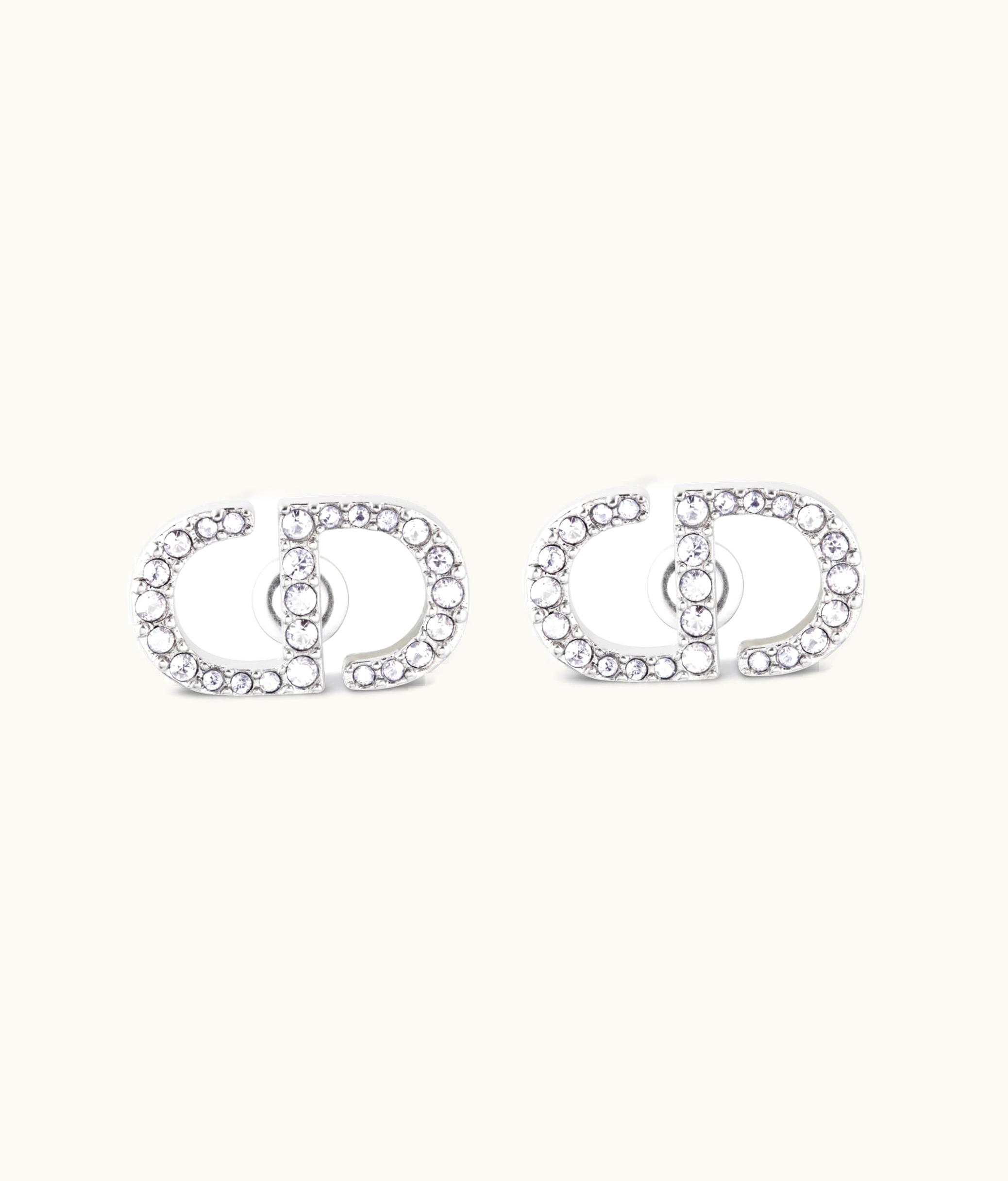 Dior Dior Petit CD Stud Earrings - Silver-Finish Metal With White Crystals