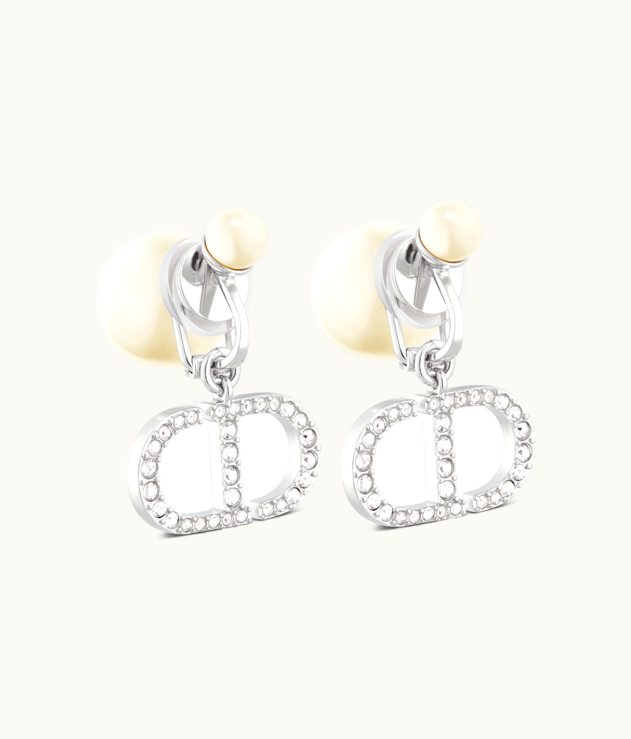 Dior Dior Tribales Clip Earrings - Silver-Finish Metal With White Resin Pearls And Silver-Tone Crystals