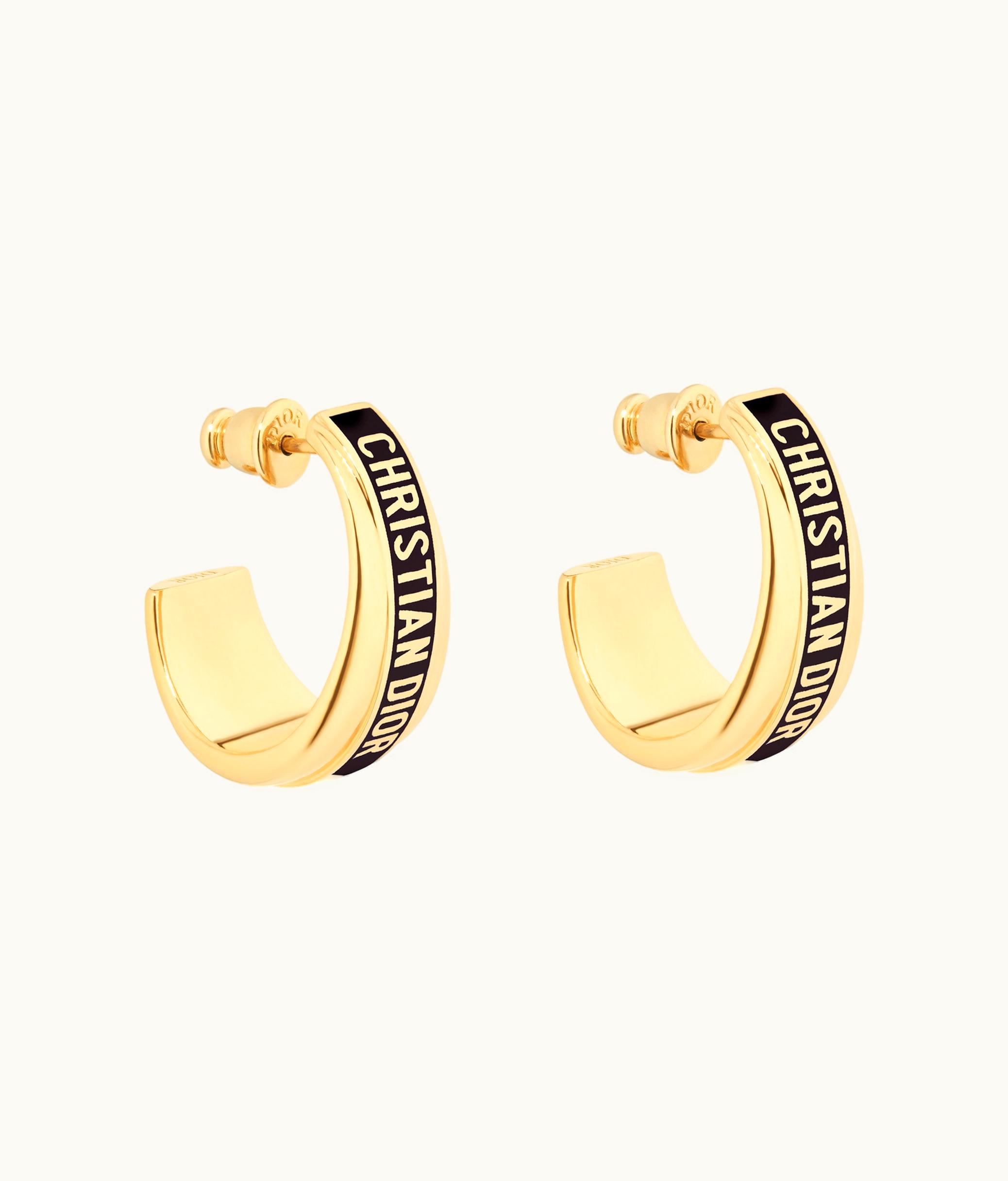 Dior Dior Code Earrings - Gold-Finish Metal And Black Lacquer