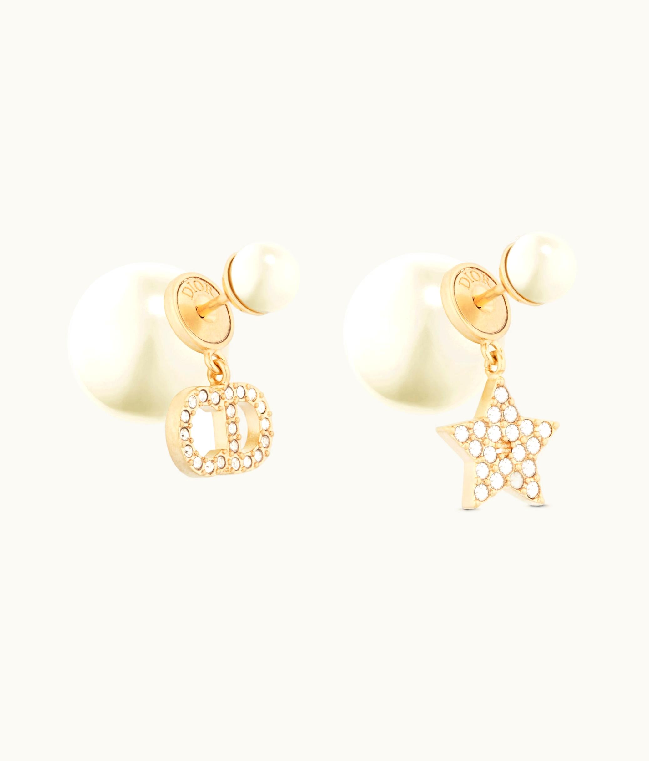 Dior Dior Tribales Earrings - Gold-Finish Metal With White Resin Pearls And Silver-Tone Crystals E1038TRICY_D03S