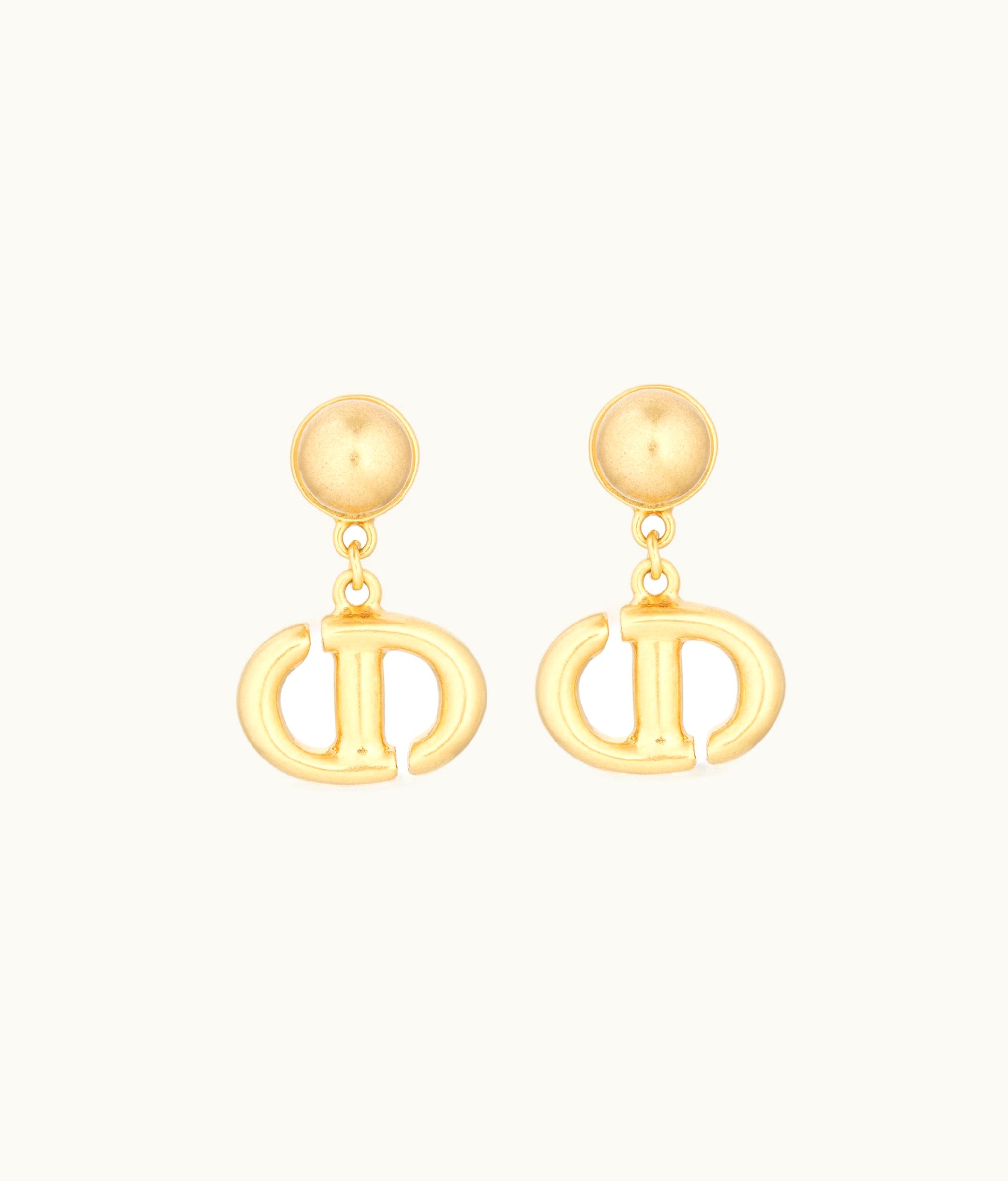 Dior Dior CD Navy Earrings - Gold-finish Metal