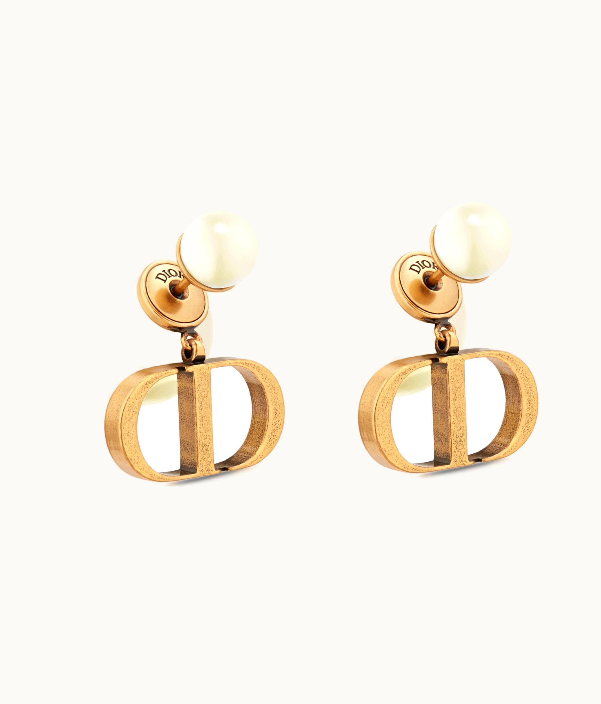 Dior Dior Tribales Earrings - Antique Gold-Finish Metal With White Resin Pearls