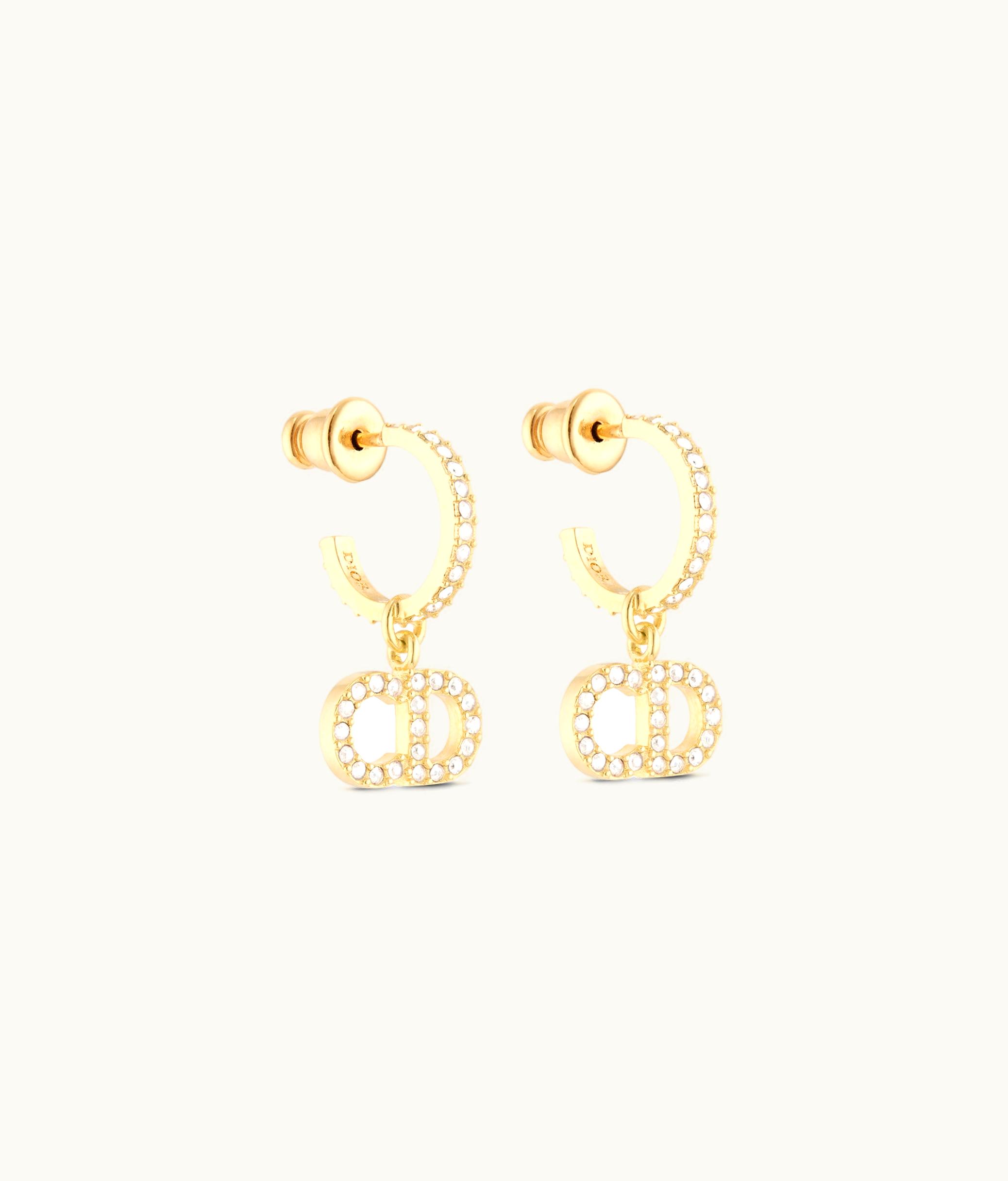 Dior Dior Clair D Lune Earrings - Gold-Finish Metal And White Crystals E1740CDLCY_D301