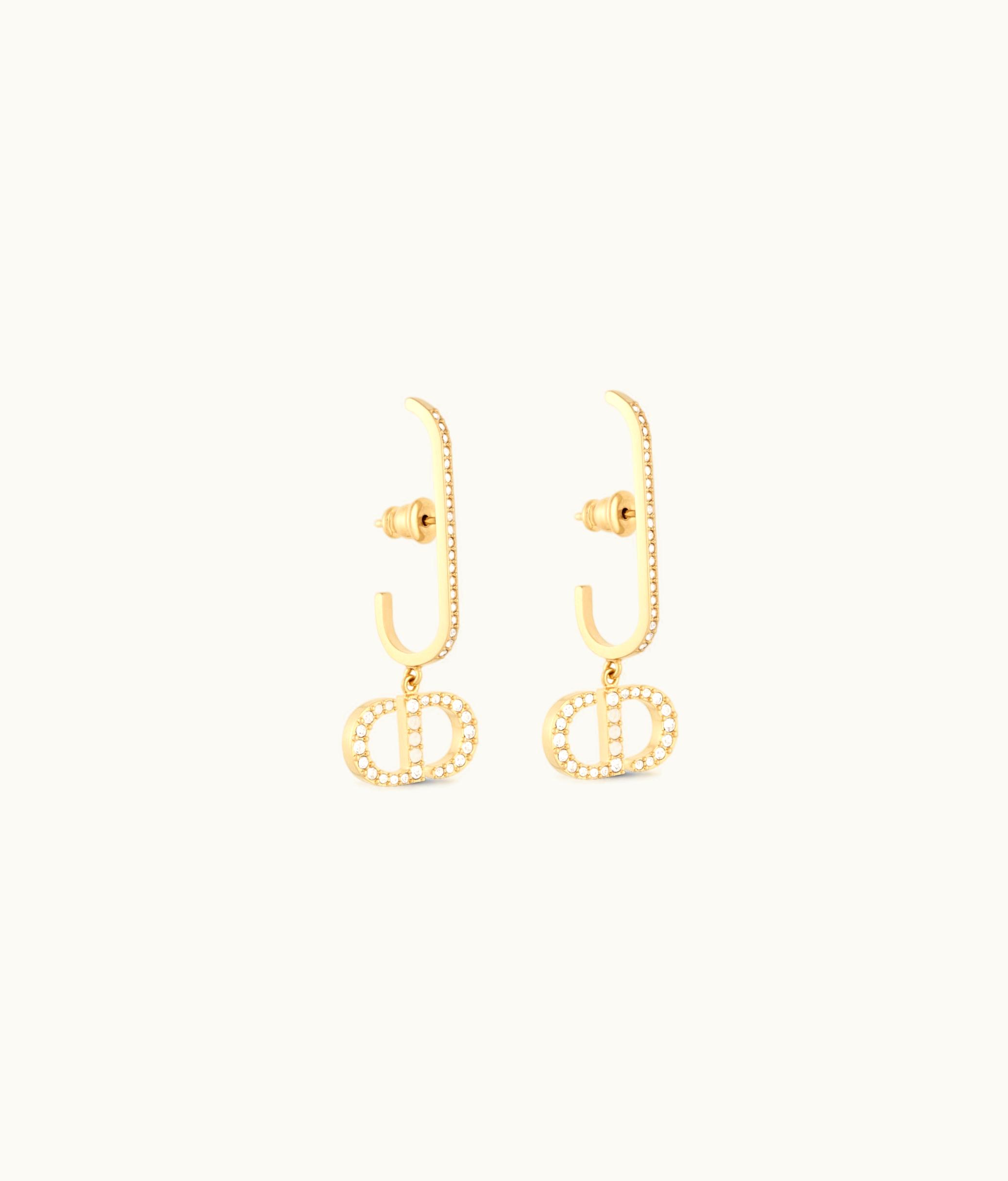 Dior Dior 30 Montaigne Earrings - Gold-Finish Metal And White Crystals