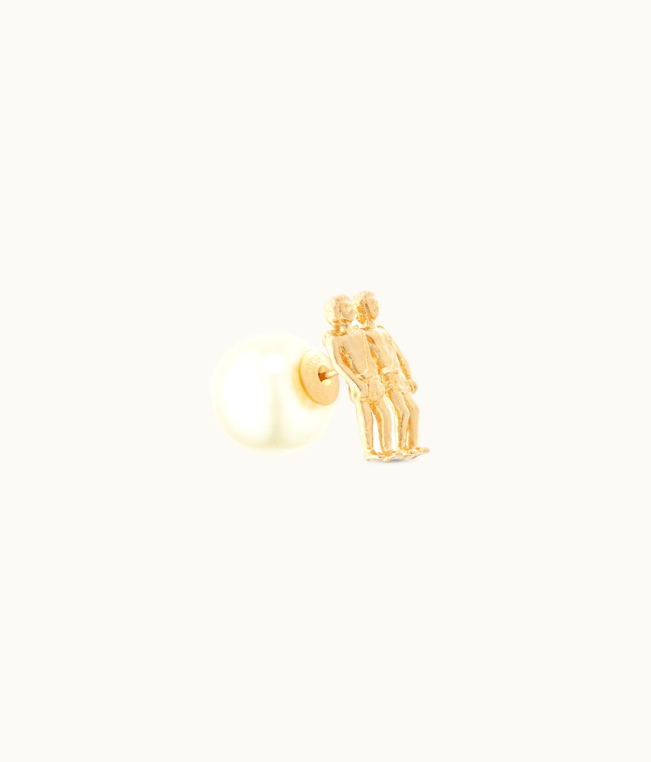 Dior Dior Tribales Gemini Earring - Gold-Finish Metal And A White Resin Pearl