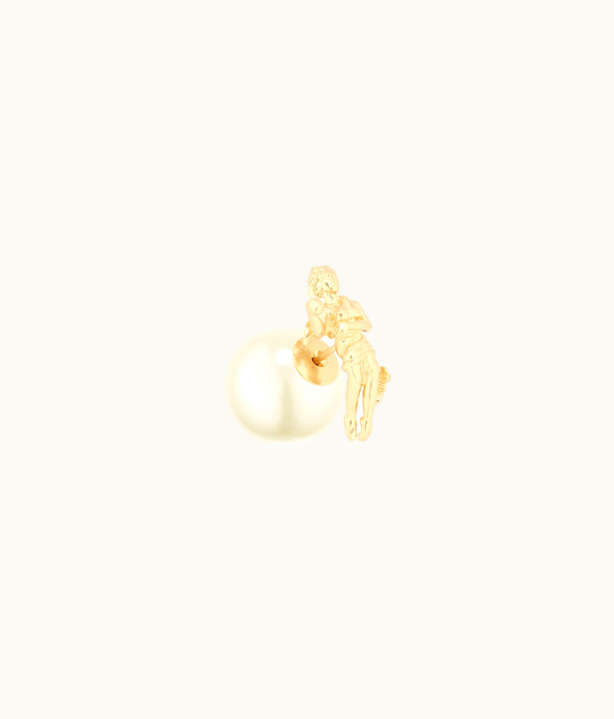 Dior Dior Tribales Virgo Earring - Gold-Finish Metal And A White Resin Pearl