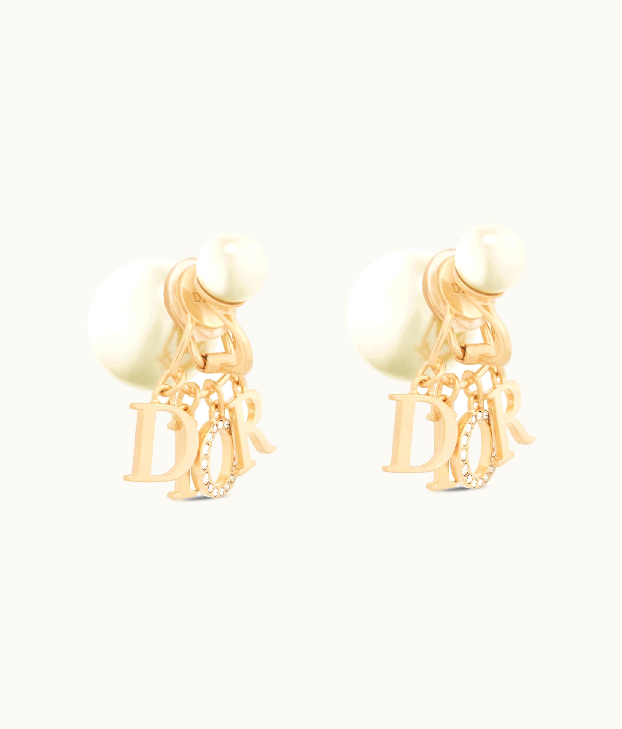 Dior Dior Tribales Clip Earrings - Gold-Finish Metal, White Resin Pearls And White Crystals