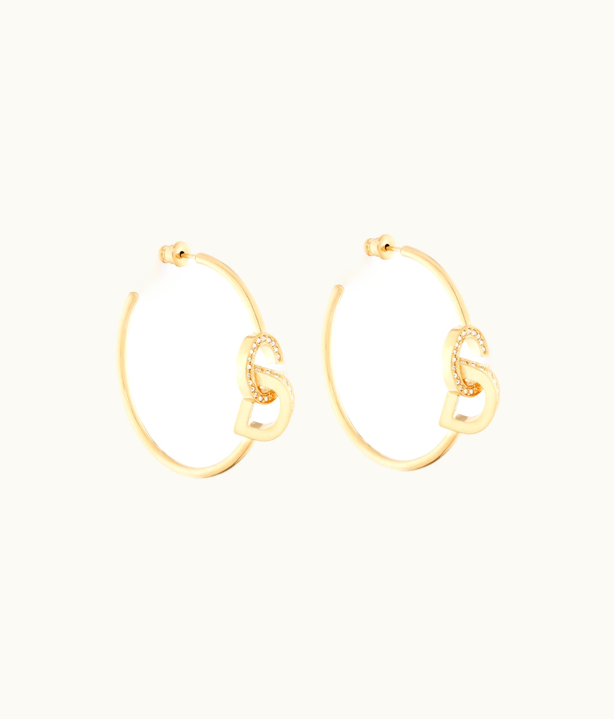 Dior Dior CD Lock Hoop Earrings - Gold-Finish Metal And Silver-Tone Crystals