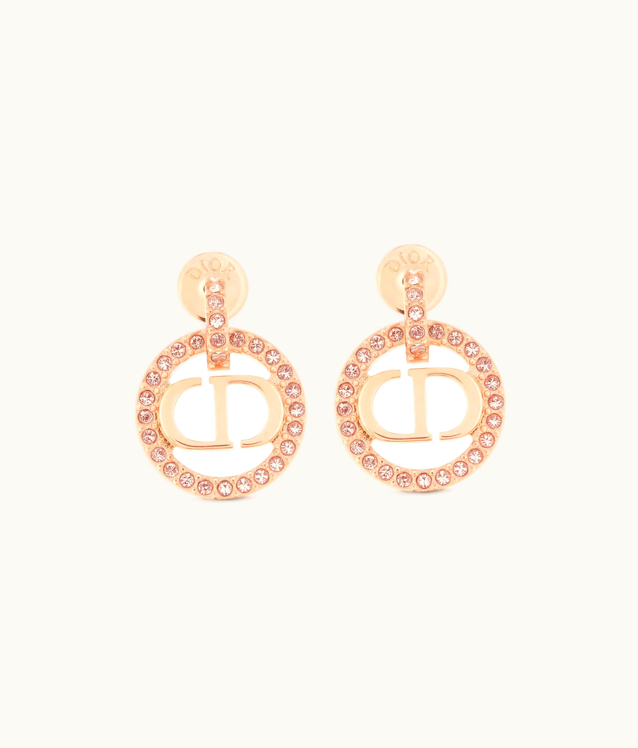 Dior Dior Petit CD Earrings - Pink-Finish Metal And White Crystals