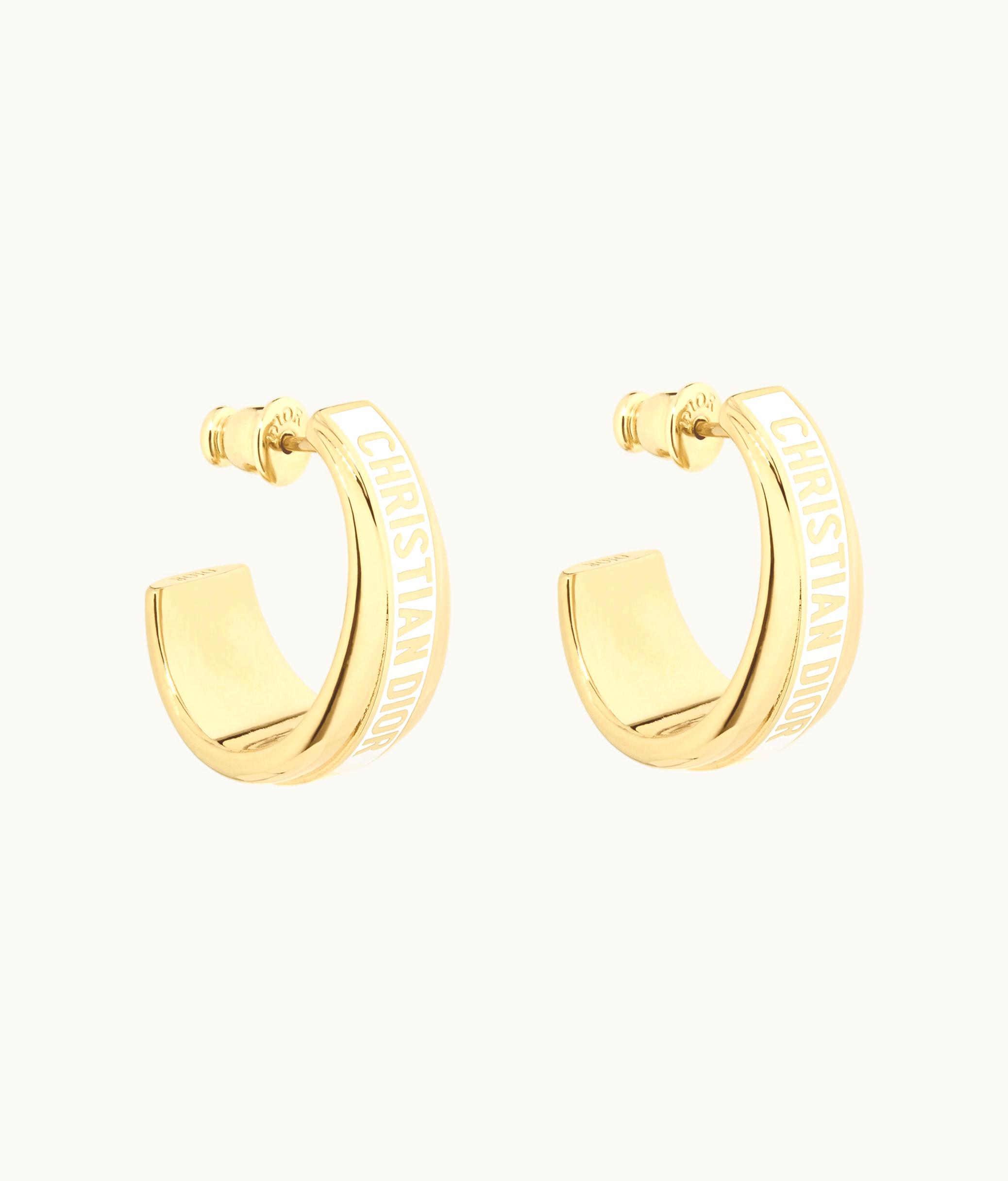 Dior Dior Code Earrings - Gold-Finish Metal And White Lacquer
