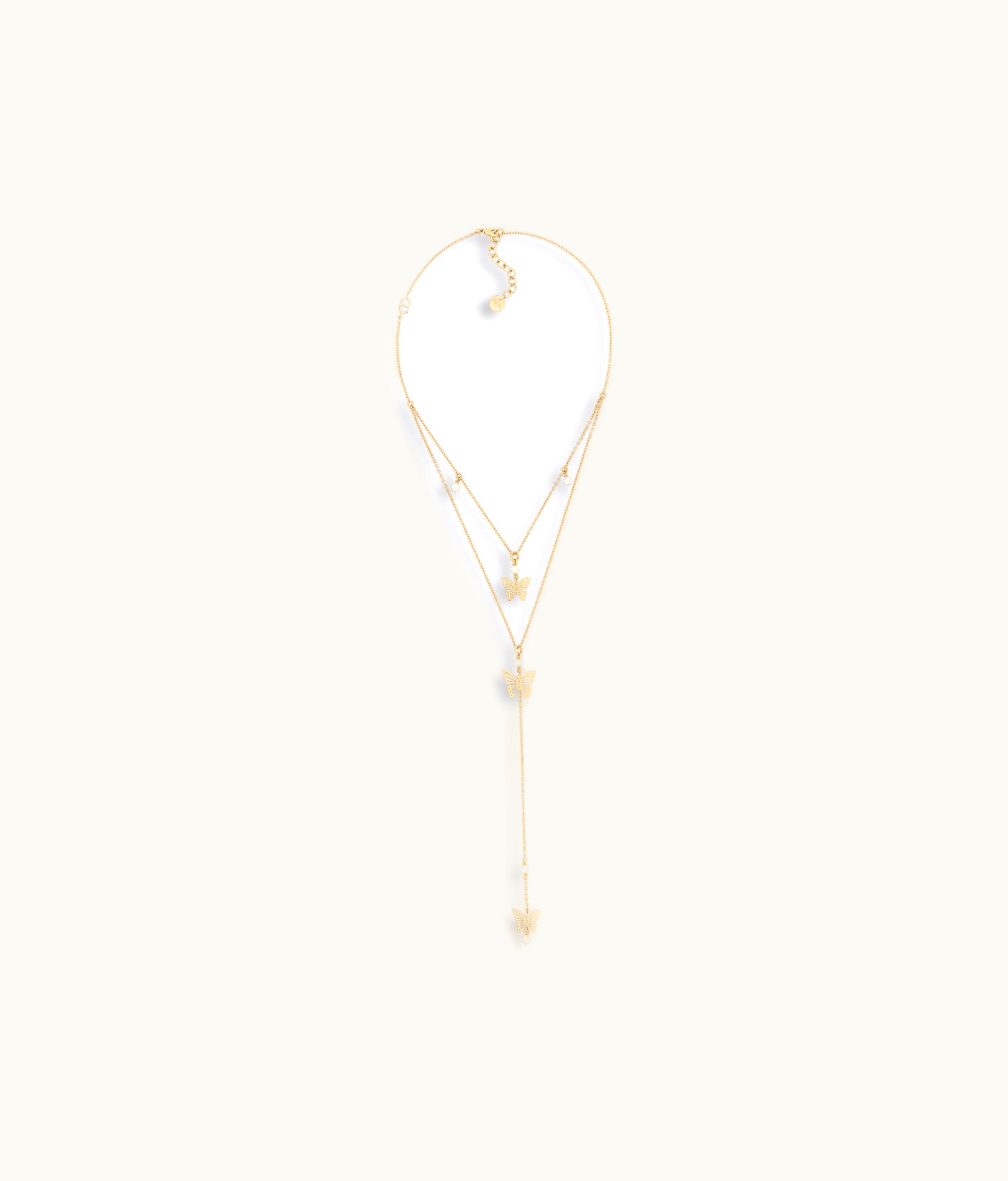 Dior Dior Métamorphose Necklace - Gold-Finish Metal and White Resin Pearls - Butterfly Motif