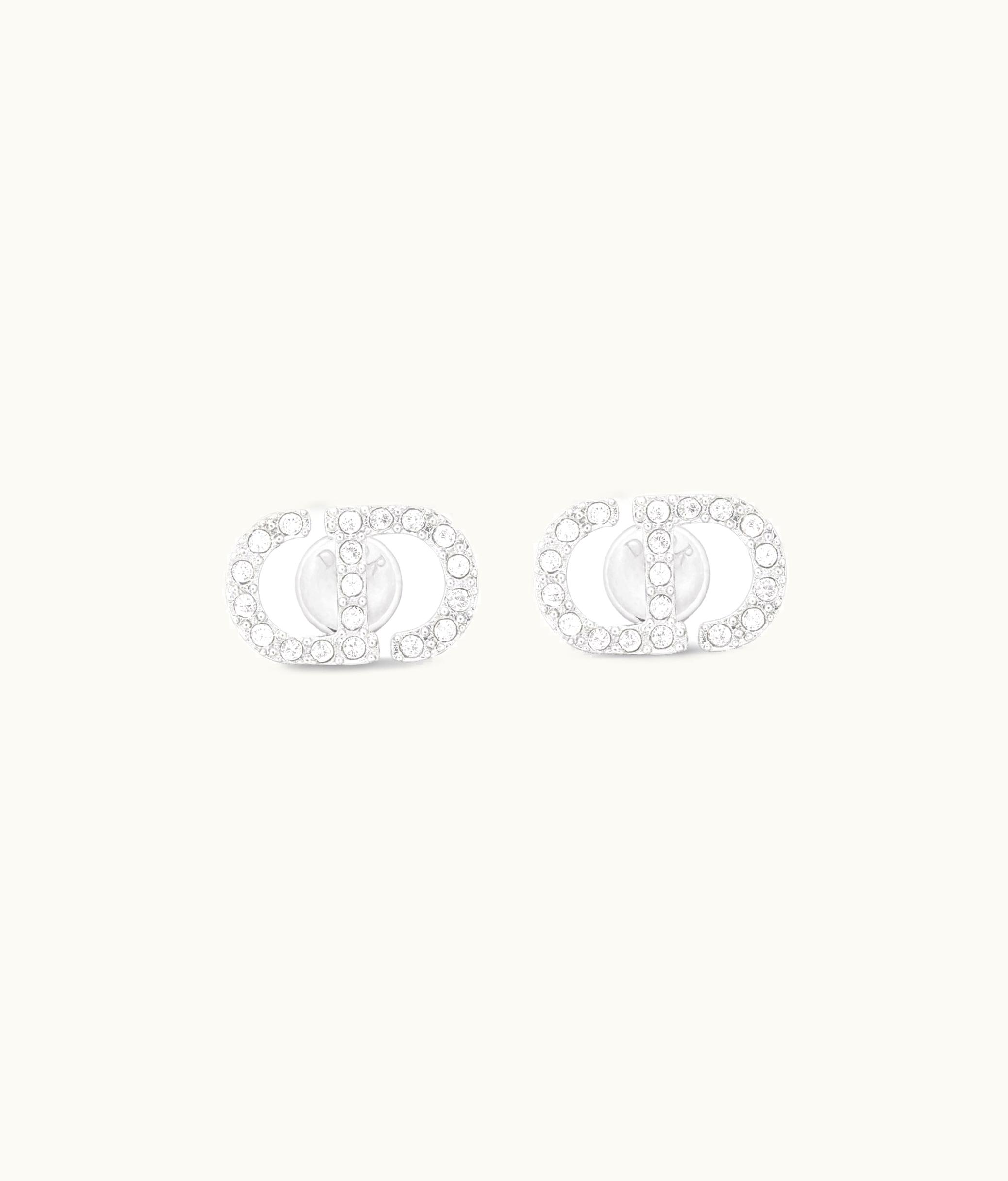 Dior Dior Petit CD Mini Stud Earrings - Silver-Finish Metal With White Crystals